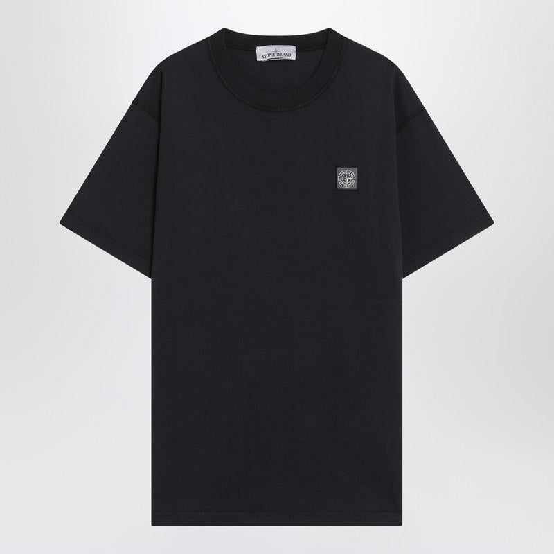 Stone Island Navy T-Shirt With Logo Patch