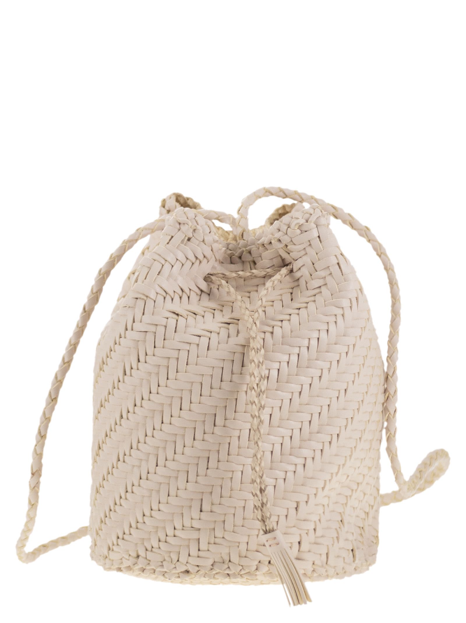 Dragon Diffusion Pompom Double Jump - Bucket Bag With Woven Leather