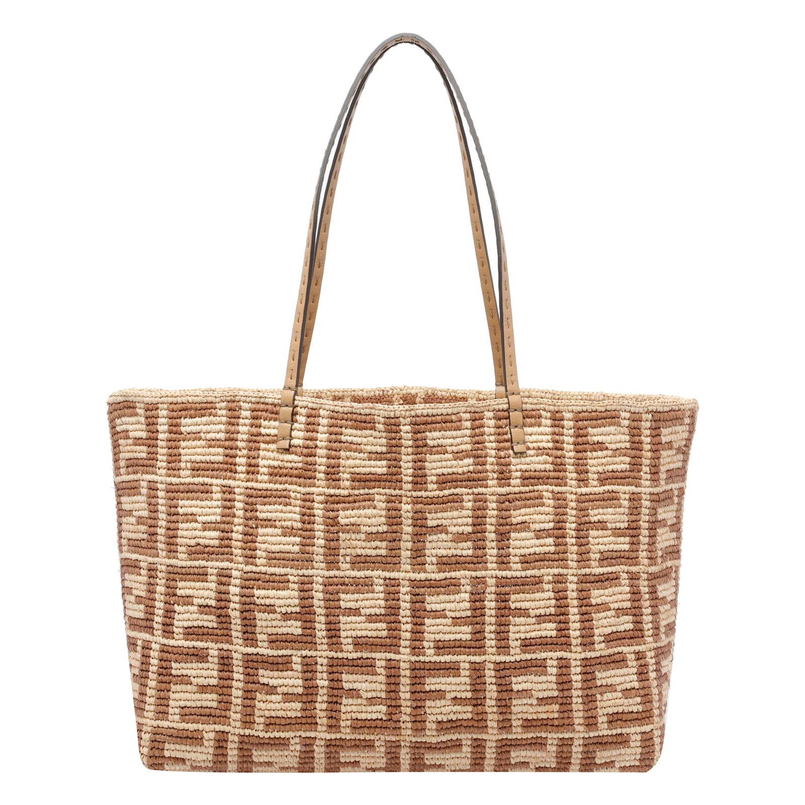 Fendi Large Roll Rafia Shopping Bag