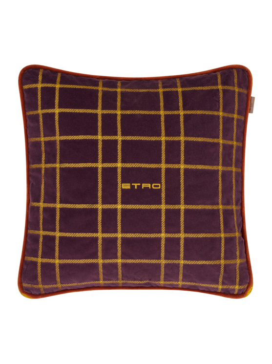 Etro, Coussin En Velours Brodé, Violet