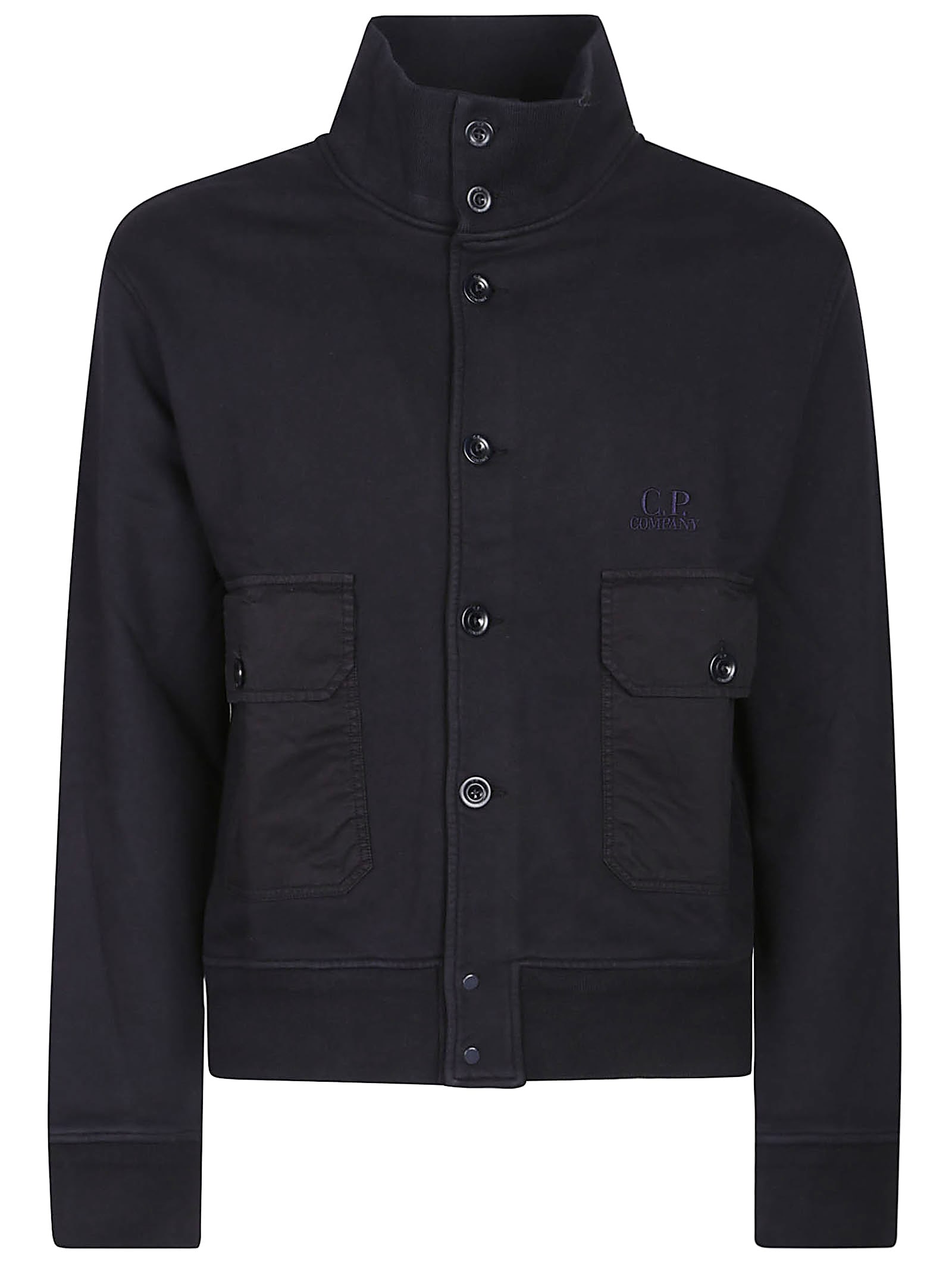 C. P. Company Diagonal Fleece Full Button Sweatshirt