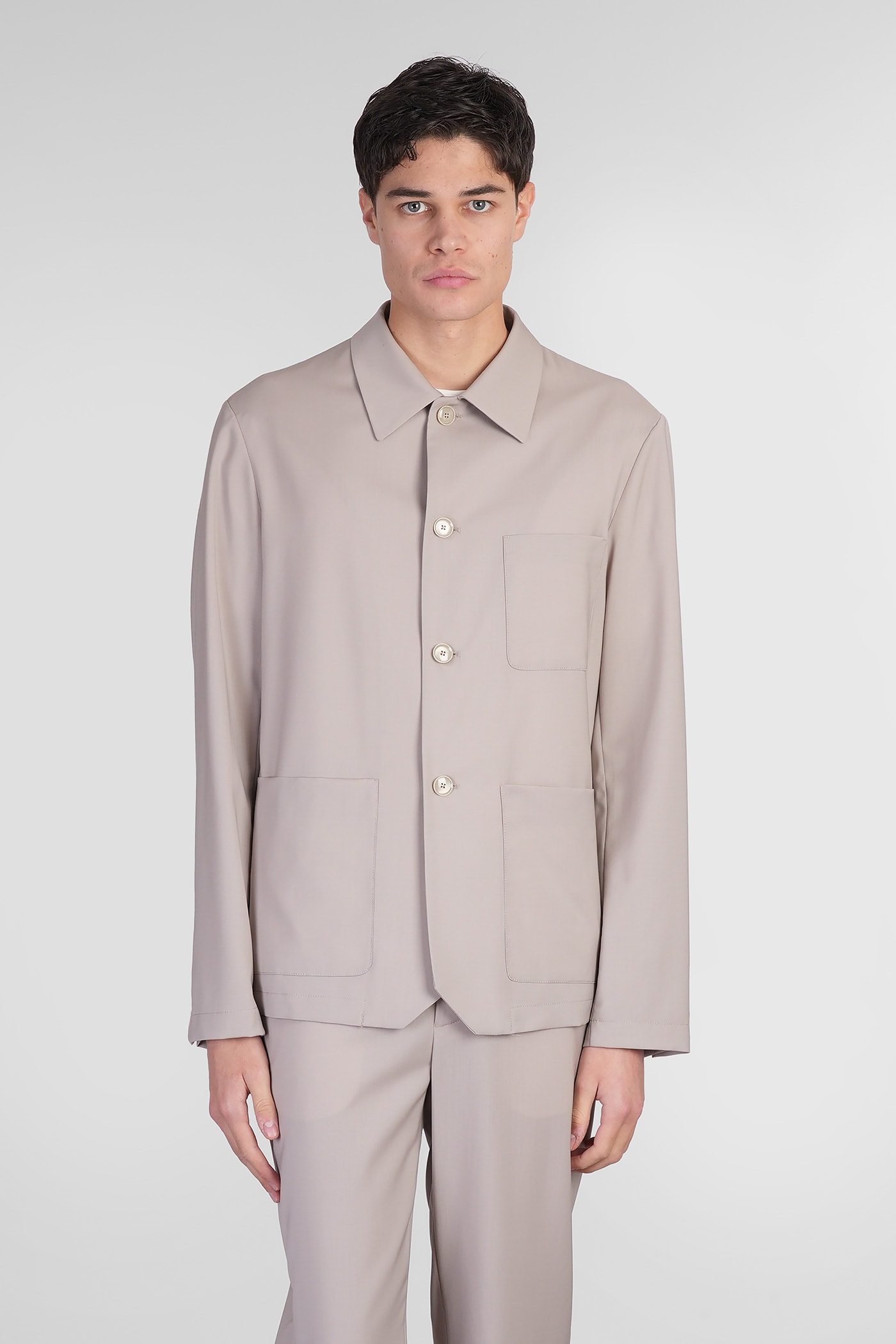 Barena Visal Shirt In Beige Wool