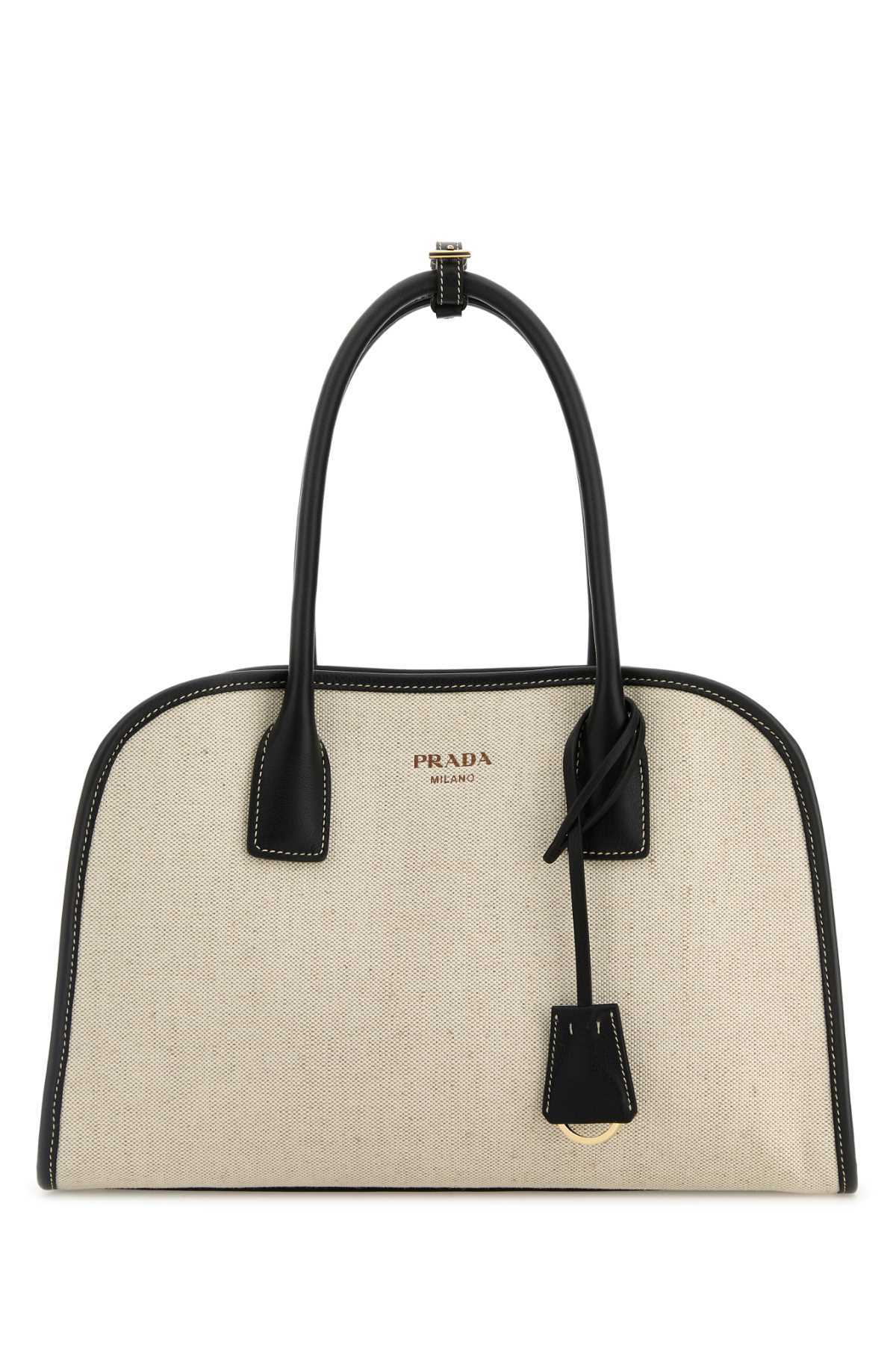 Prada Sand Canvas Medium Shopping Bag