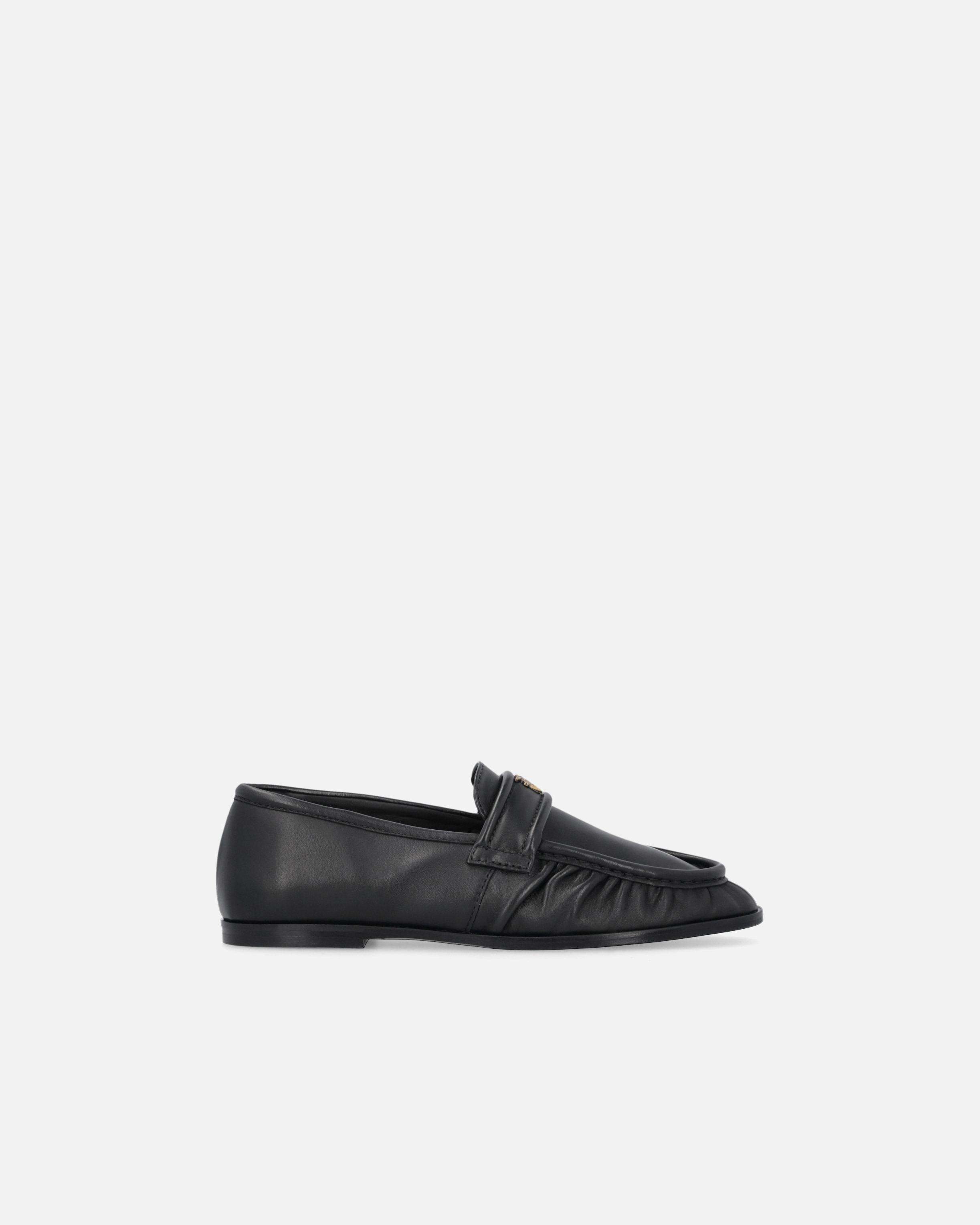Pinko, Mocassins en cuir nappa à logo, Noir limousine, 35