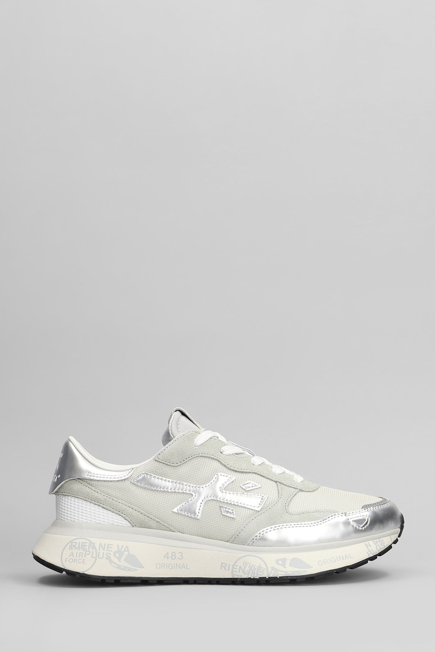 Premiata Lauryn Sneakers In Silver Leather And Fabric