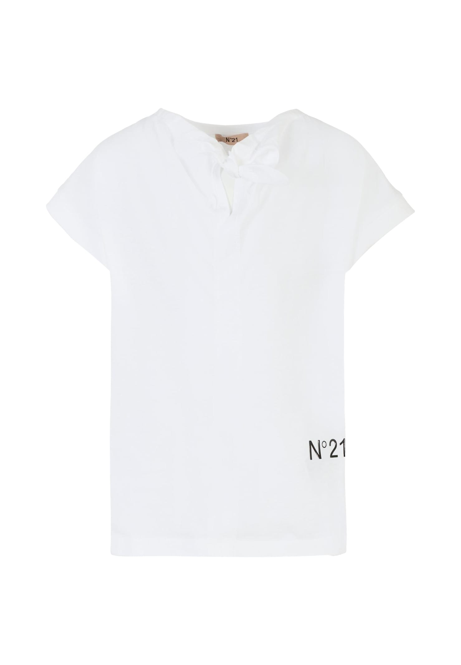 N.21 White T-shirt For Girl With Logo