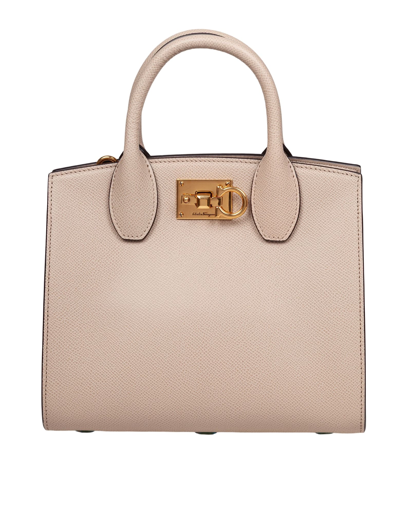 Ferragamo Studio Box Bag In Hammered Leather Daino Color