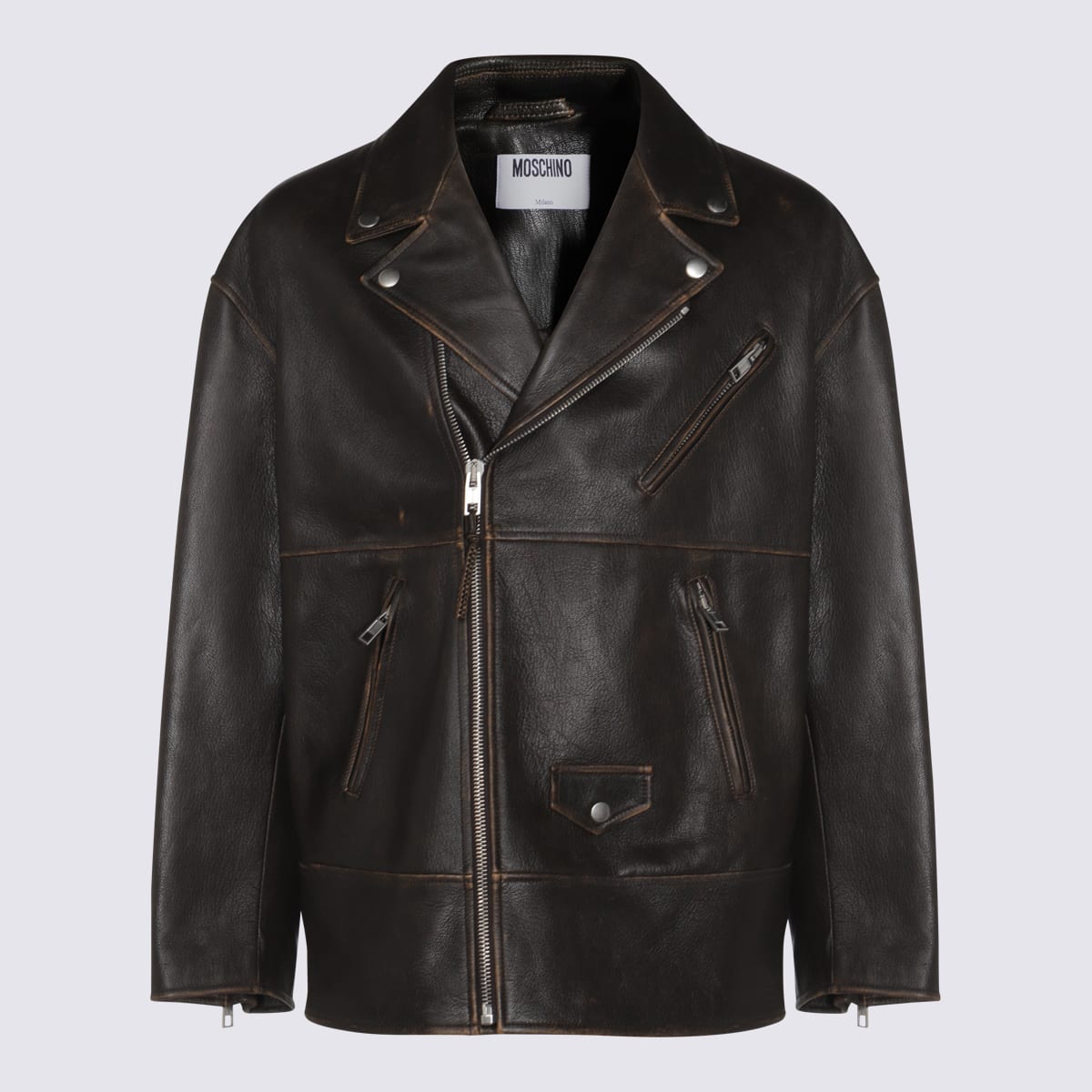Moschino Brown Leather Jacket