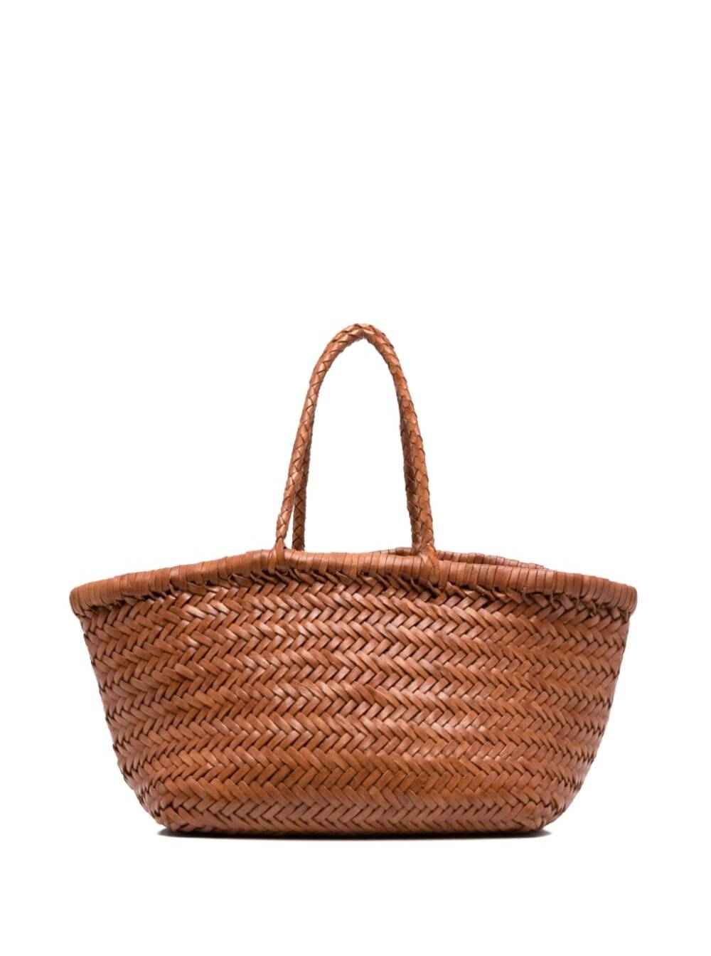 Dragon Diffusion triple Jump Tan Brown Small Tote Bag In Braided Leather Woman