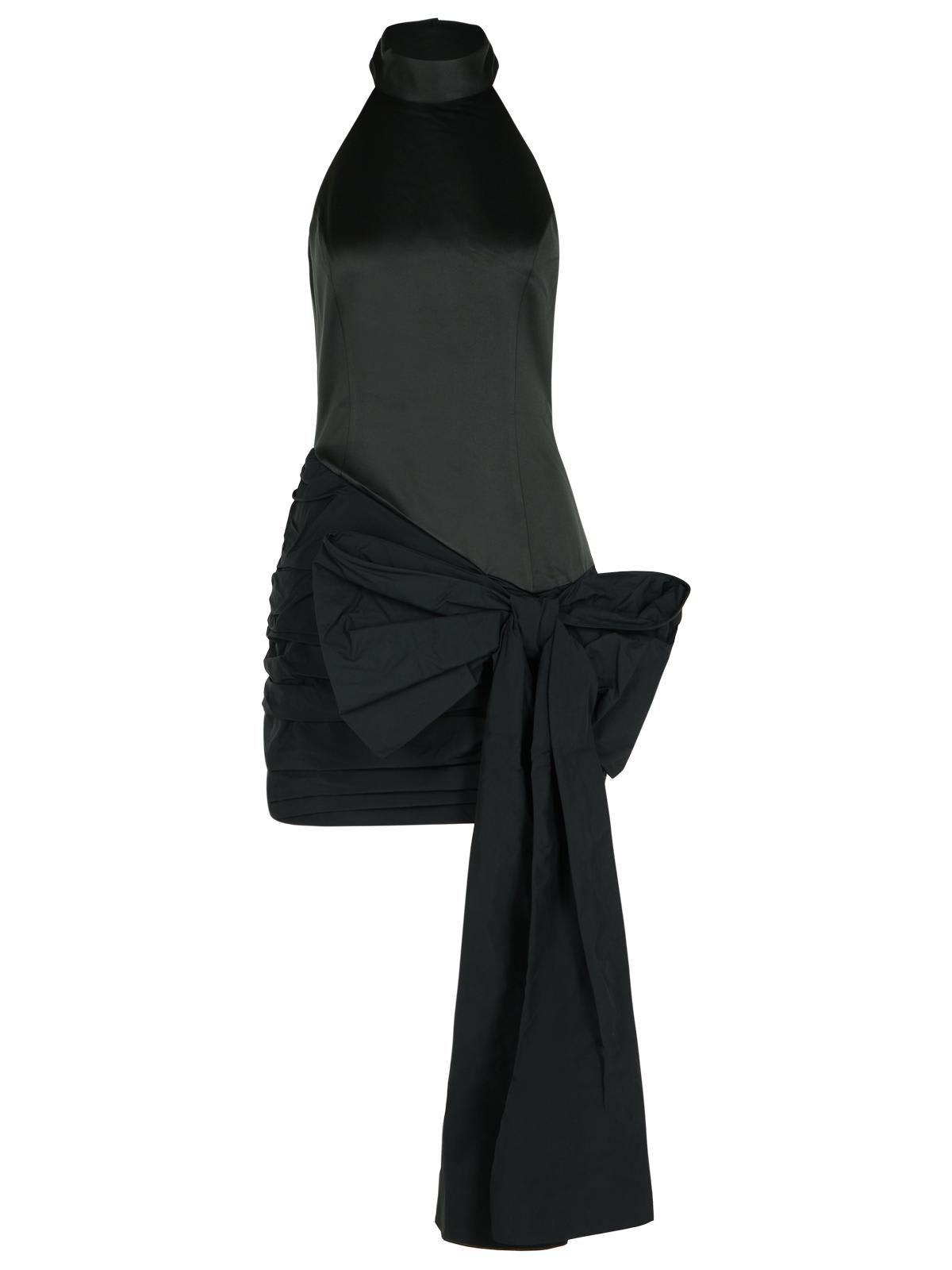 Rotate by Birger Christensen Dress With Bow In Black Polyester