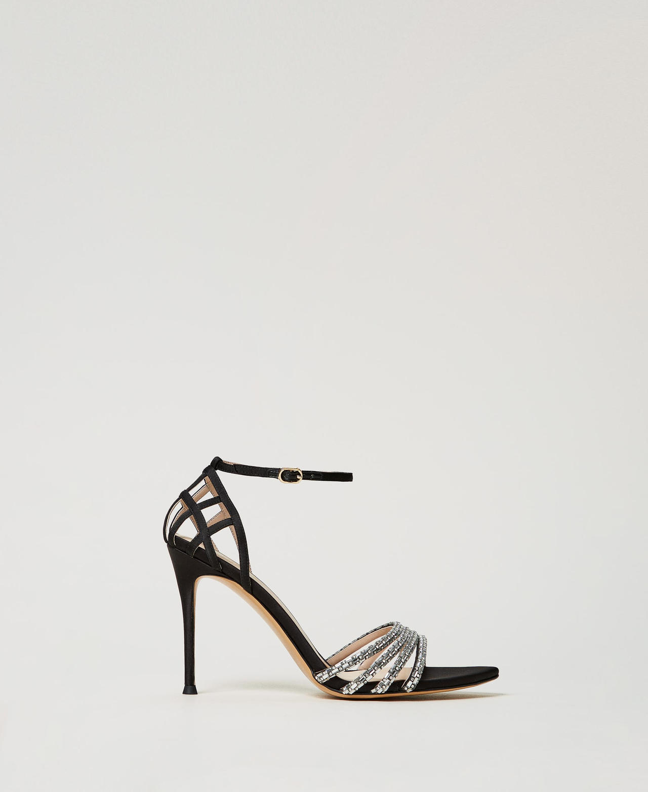Twinset Chaussures - Sandales cage montantes avec strass, Noir, Taille: 36