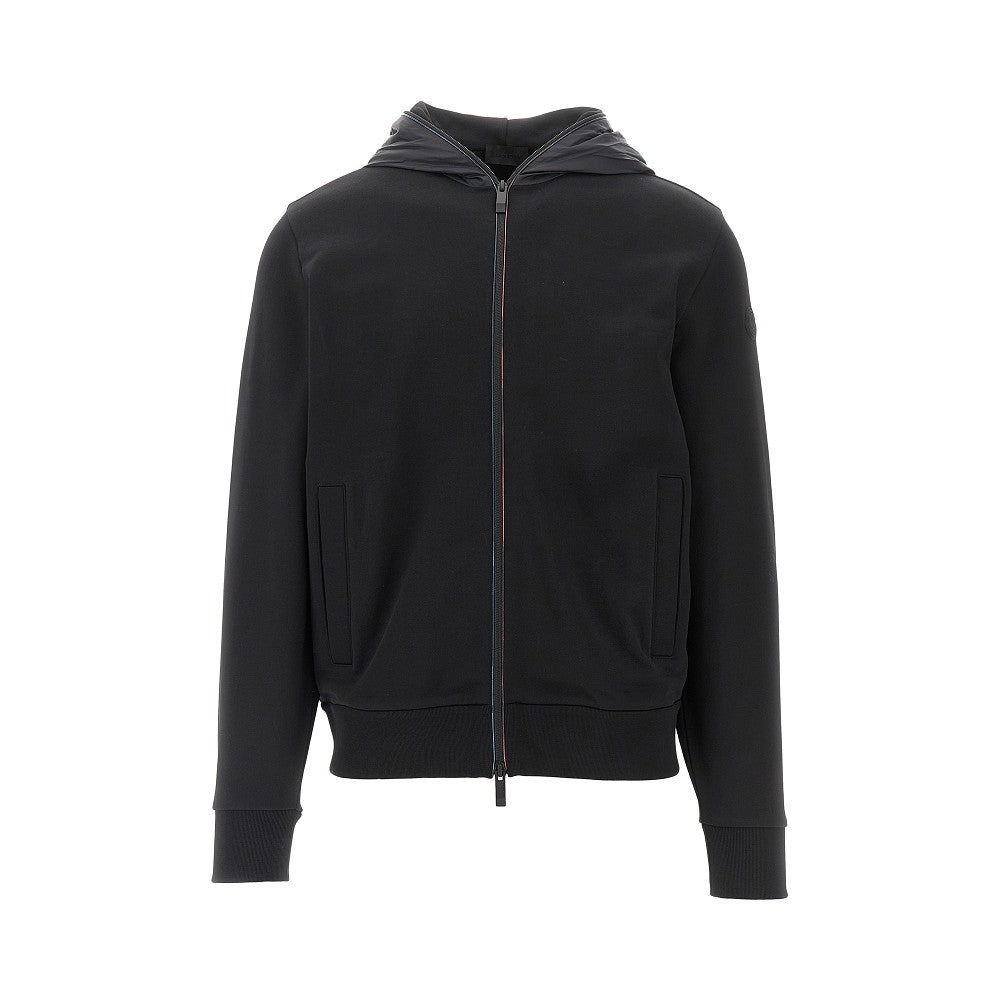 MONCLER 哑光黑全拉链连帽卫衣 男士