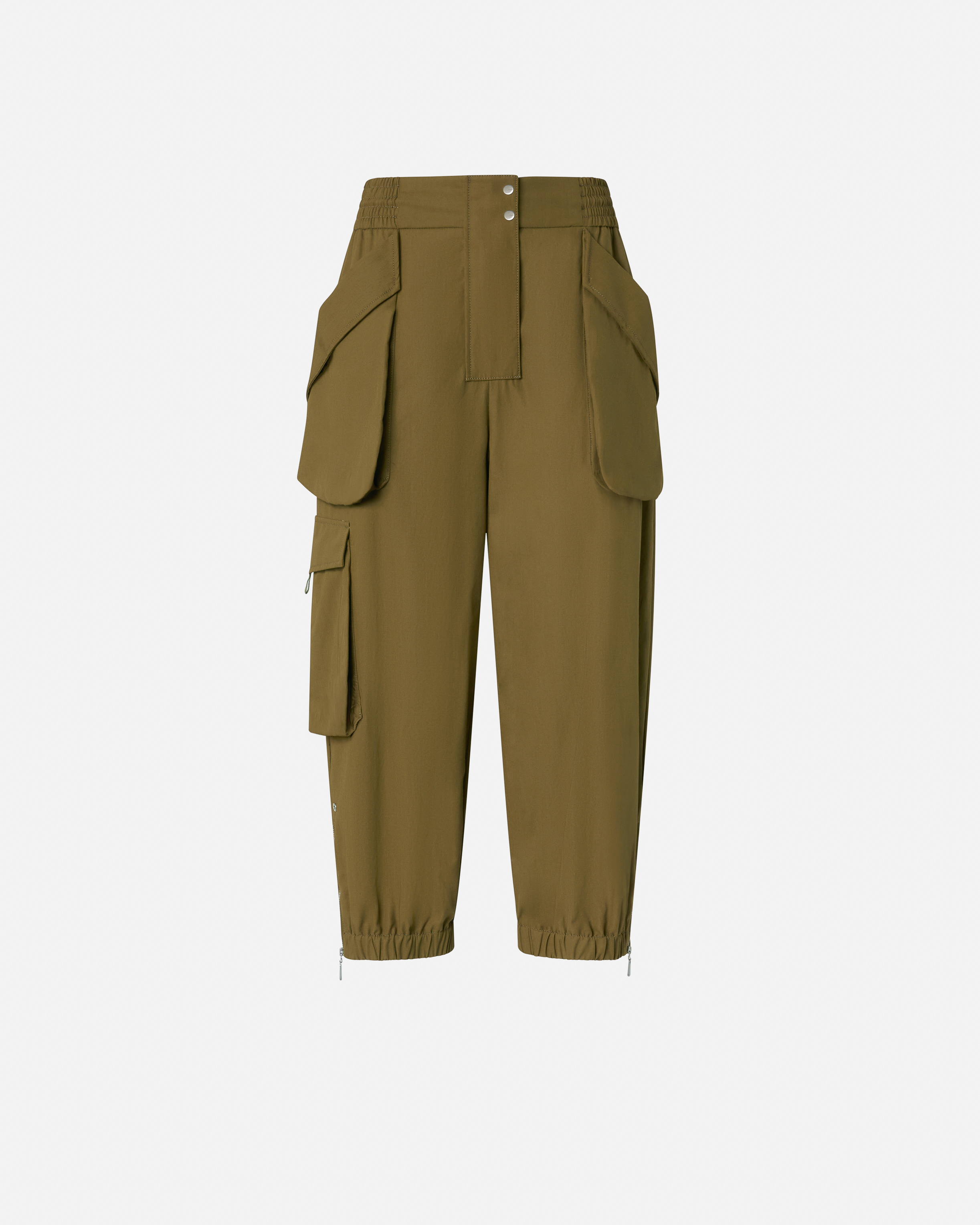 Pinko, Pantalon cargo léger à grandes poches, Olive militaire, 36