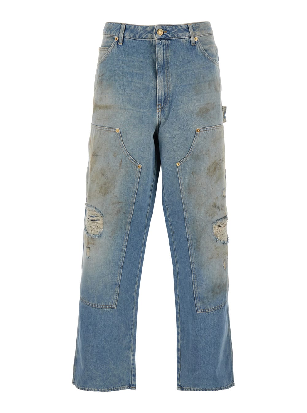 Golden Goose Journey Ms Painter Pant Marley Destroyed Cotton Denim Officina Wash