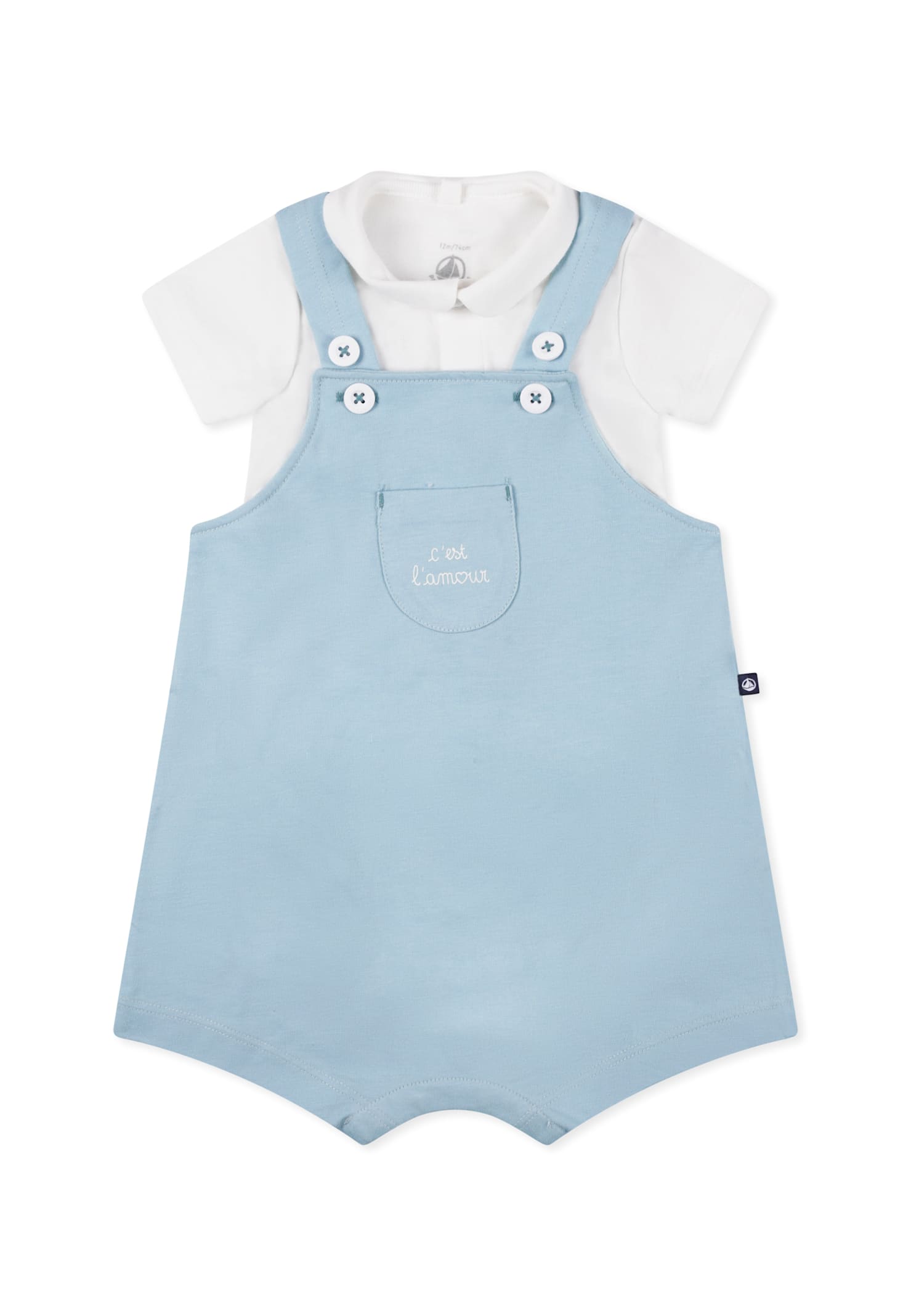 Petit Bateau Light Blue Dungarees For Baby Boy