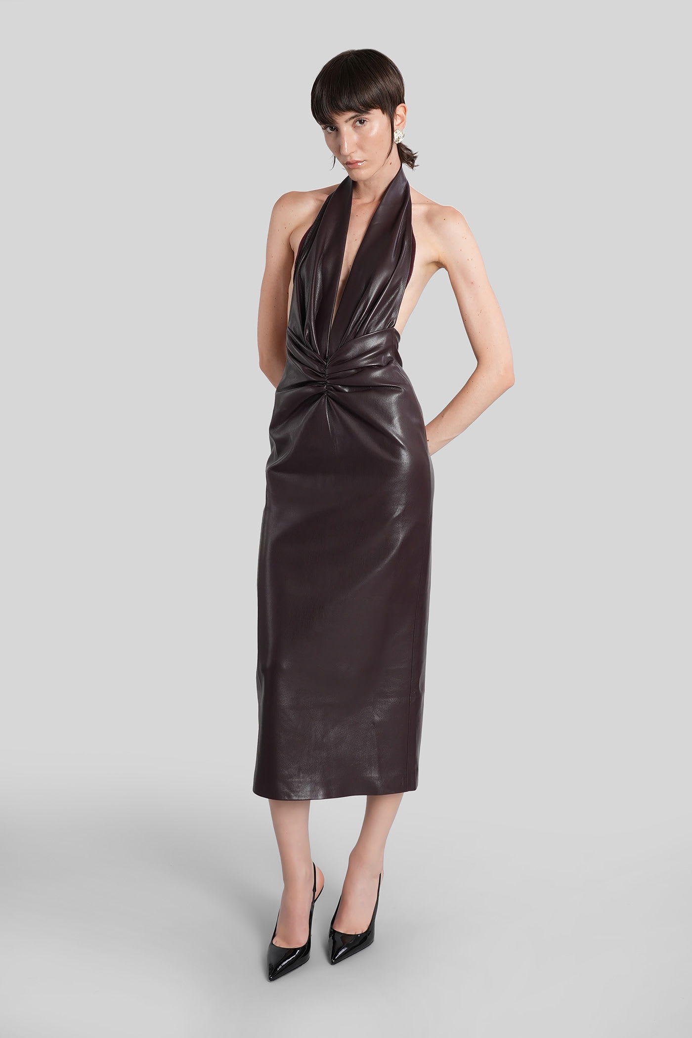 The Andamane Zendaya Dress In Bordeaux Polyester