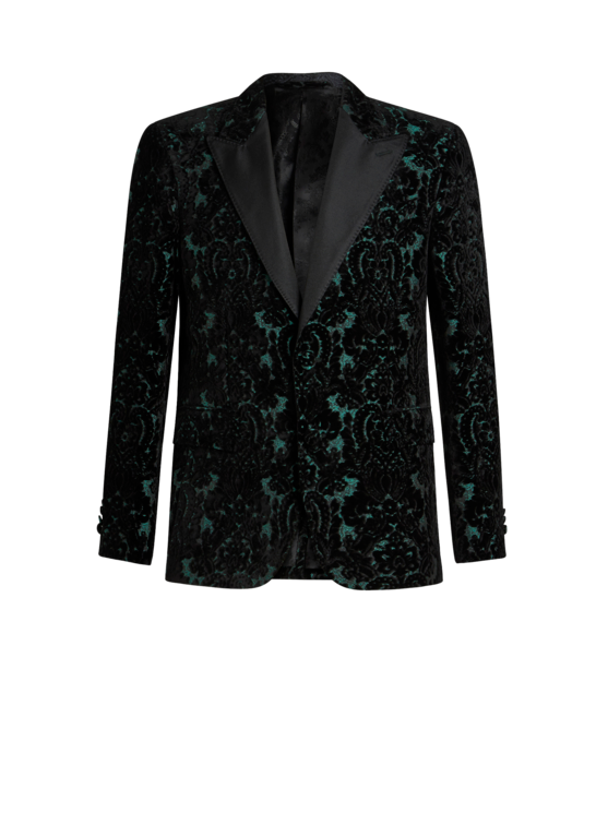 Etro, Blazer En Brocart De Velours Jacquard, Homme, Noir, Taille 48