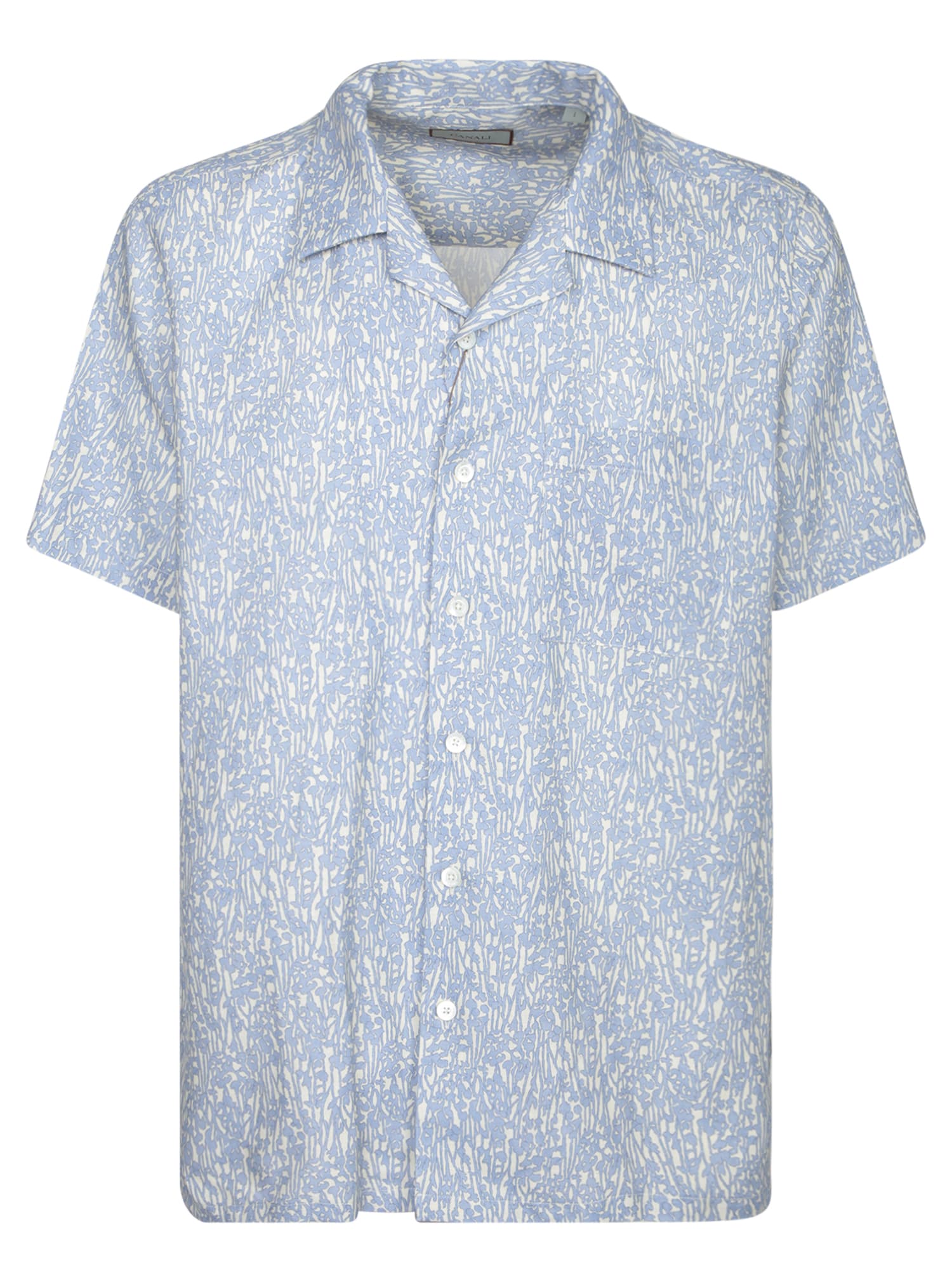Canali Printed Blue Cotton Shirt