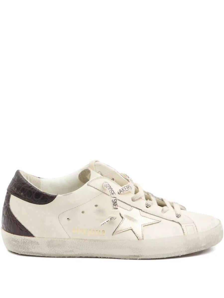 Golden Goose "Super Star" Leather Upper And Toe Laminated Star Coconut Print Heel And Spur Shoes