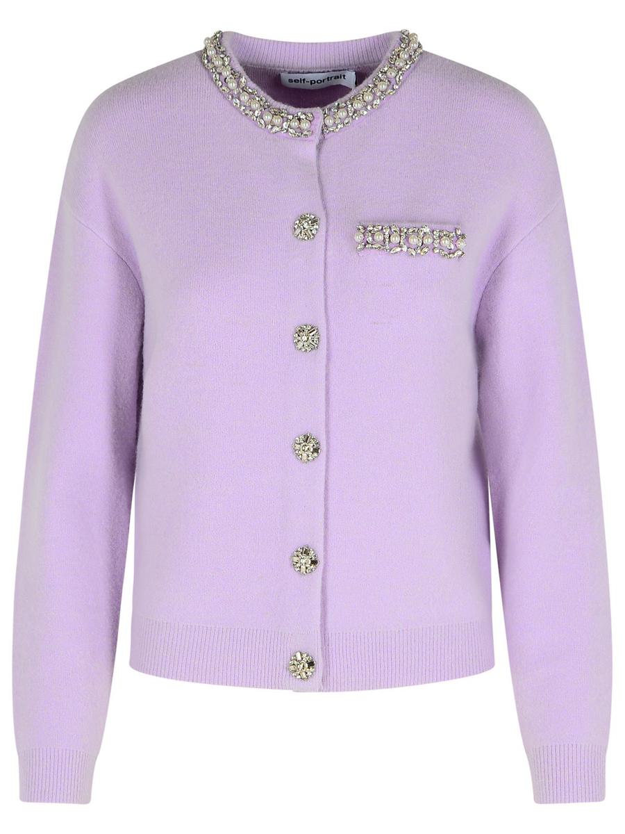 Self-Portrait 'Crystal' Lilac Viscose Blend Sweater