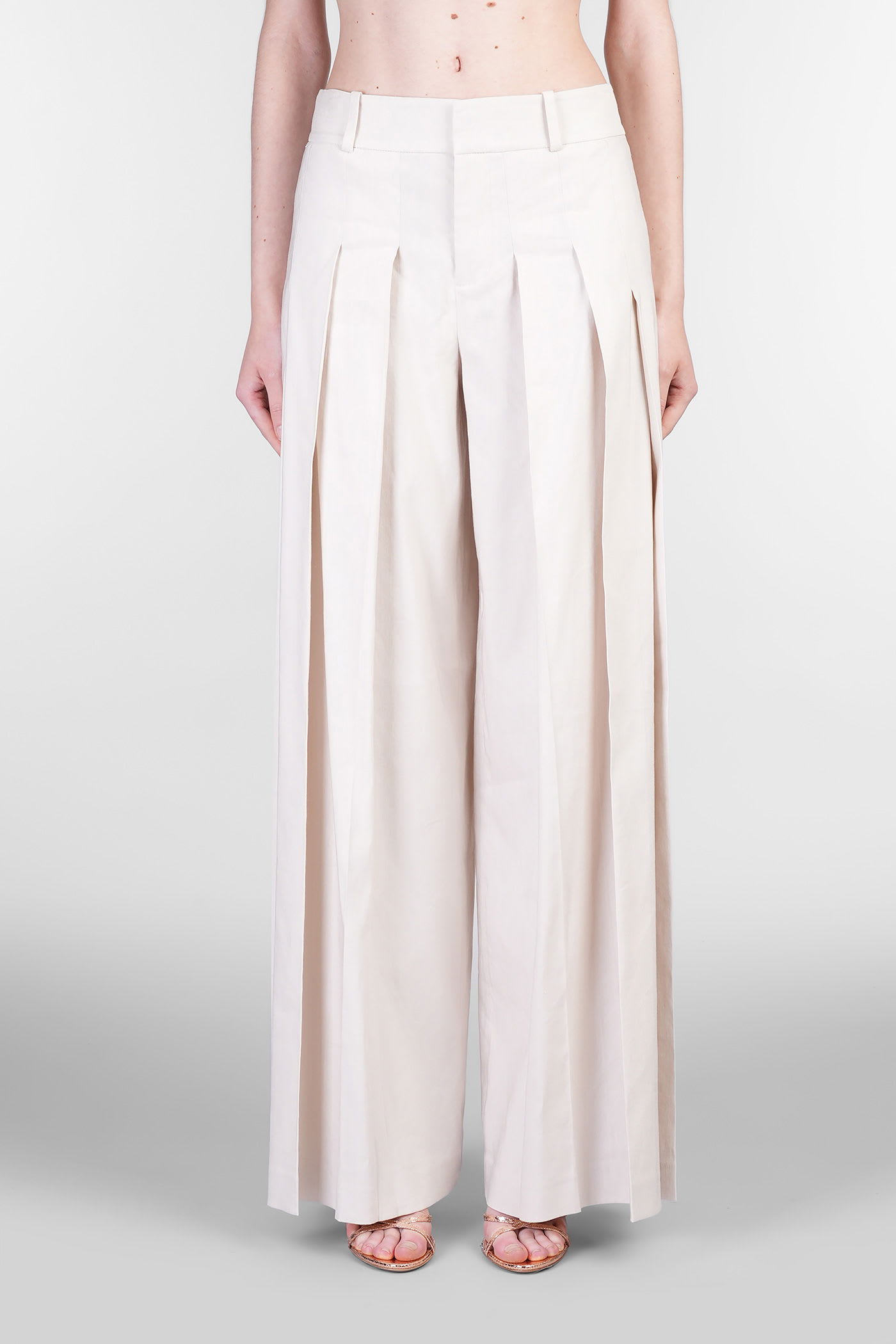 Alice + Olivia Simon Pants In Beige Linen