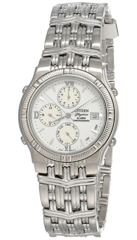 New Citizen Elegance Alarm Chrono White Dial SS Men's Watch AI3380-58A