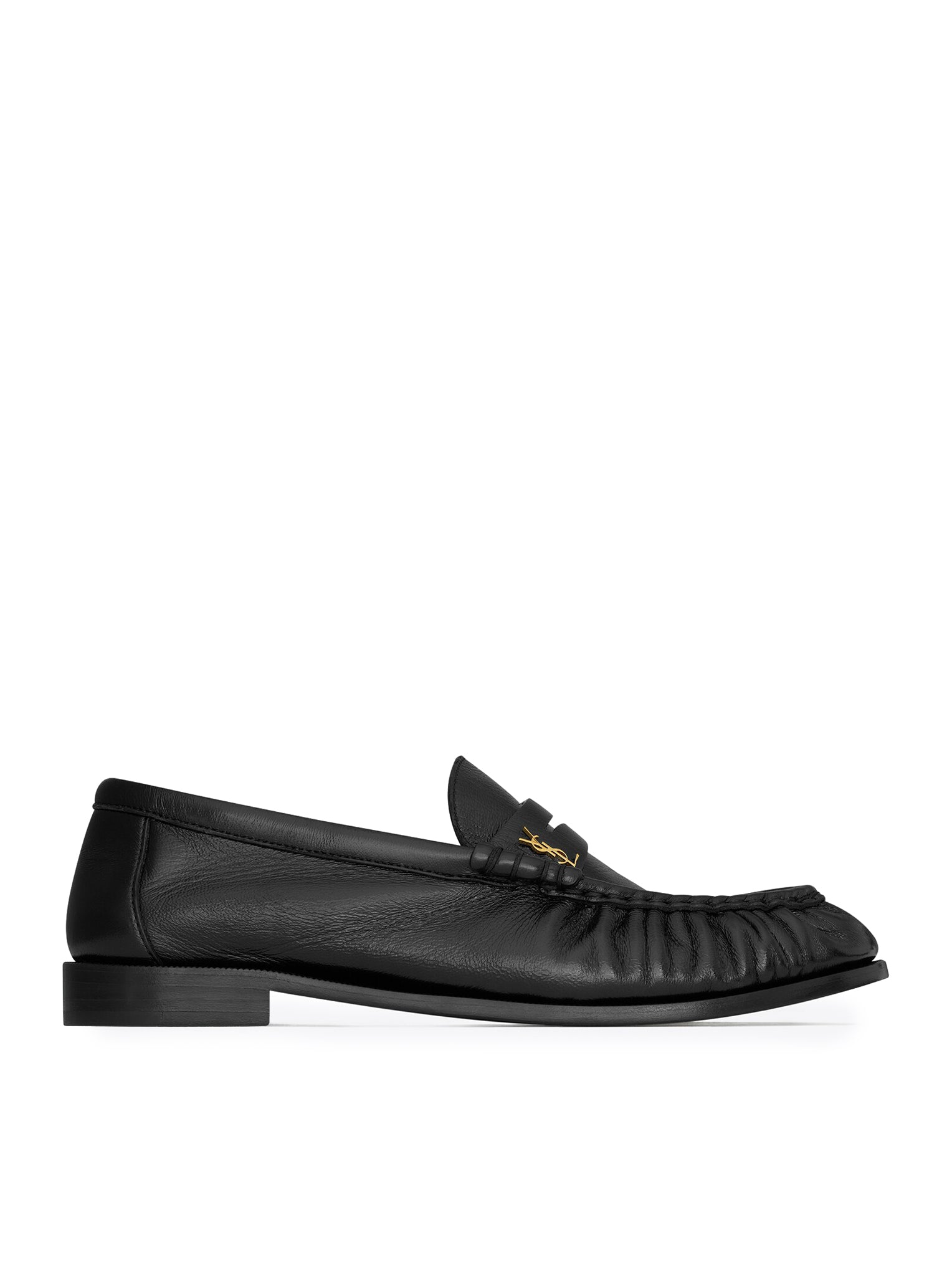 Saint Laurent 抛光褶皱皮革男士乐福鞋