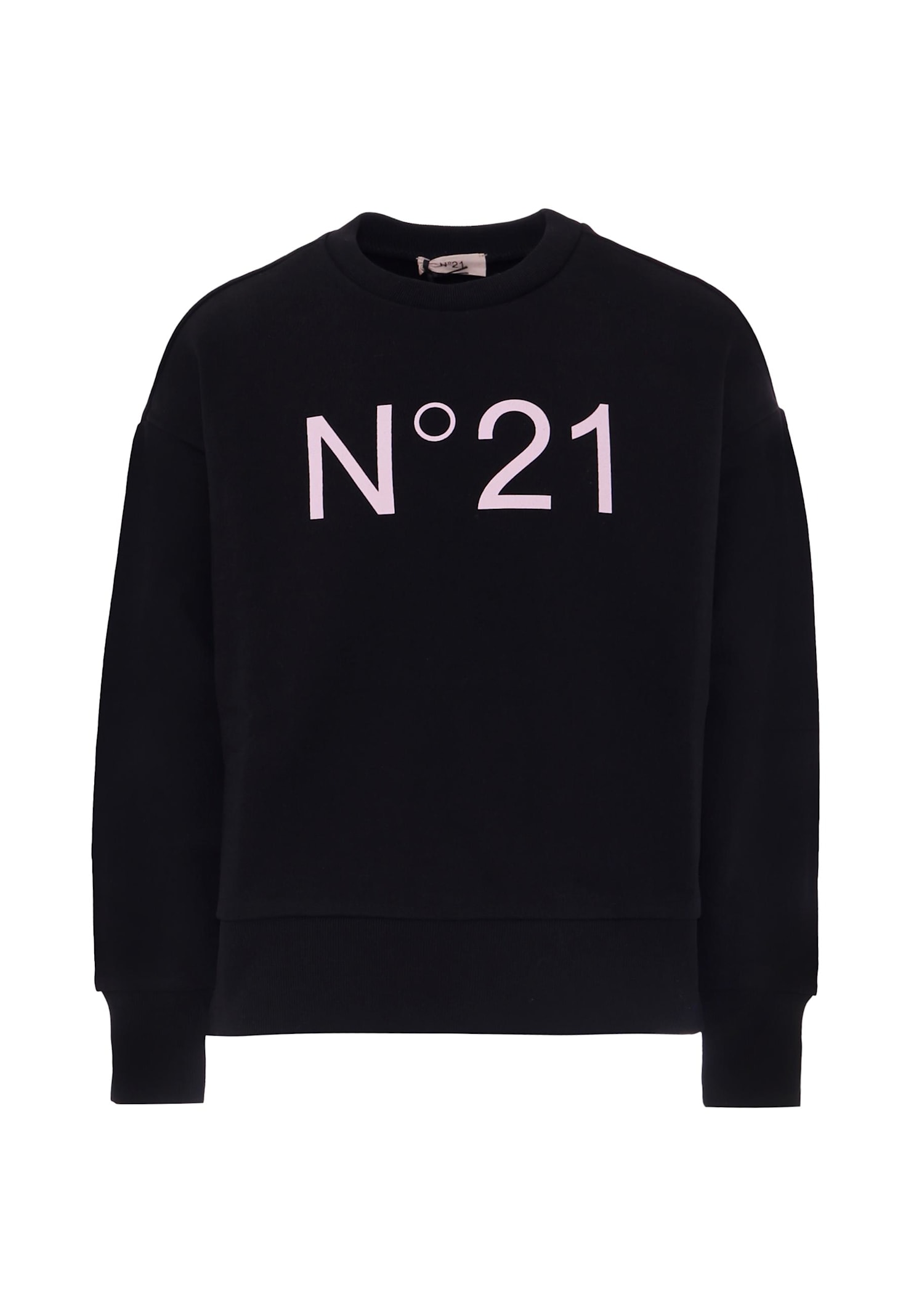 N.21 Black Sweatshirt For Girl With Logo