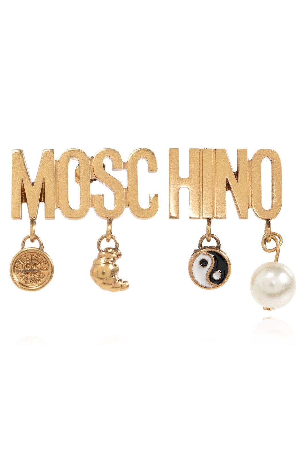 Moschino Logo Lettering Drop Earrings