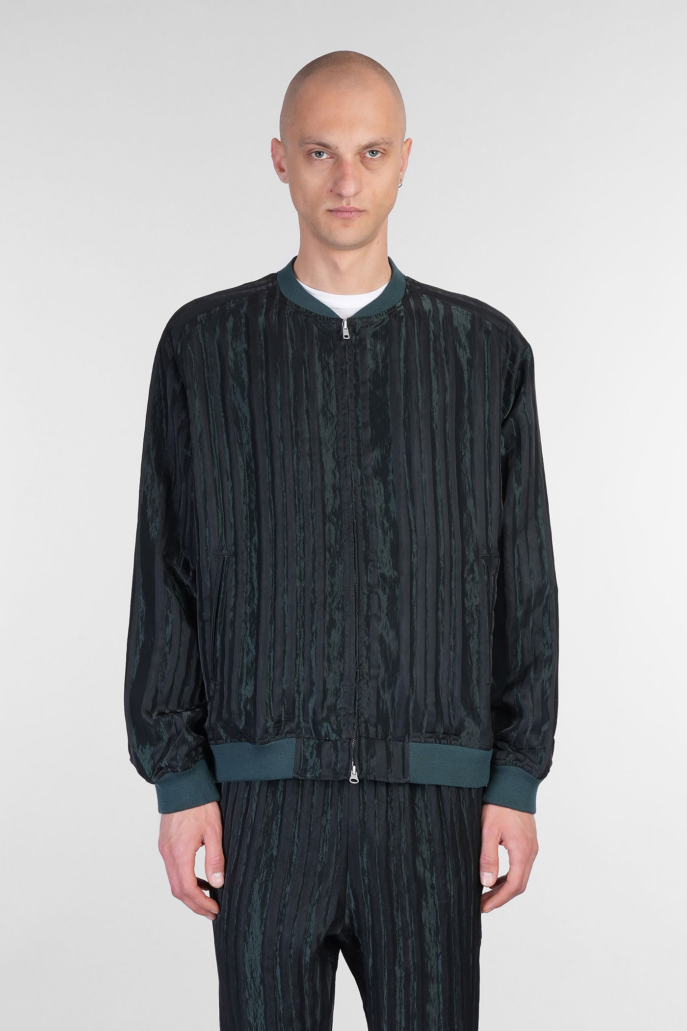 Needles Bomber Jacket In Green Rayon