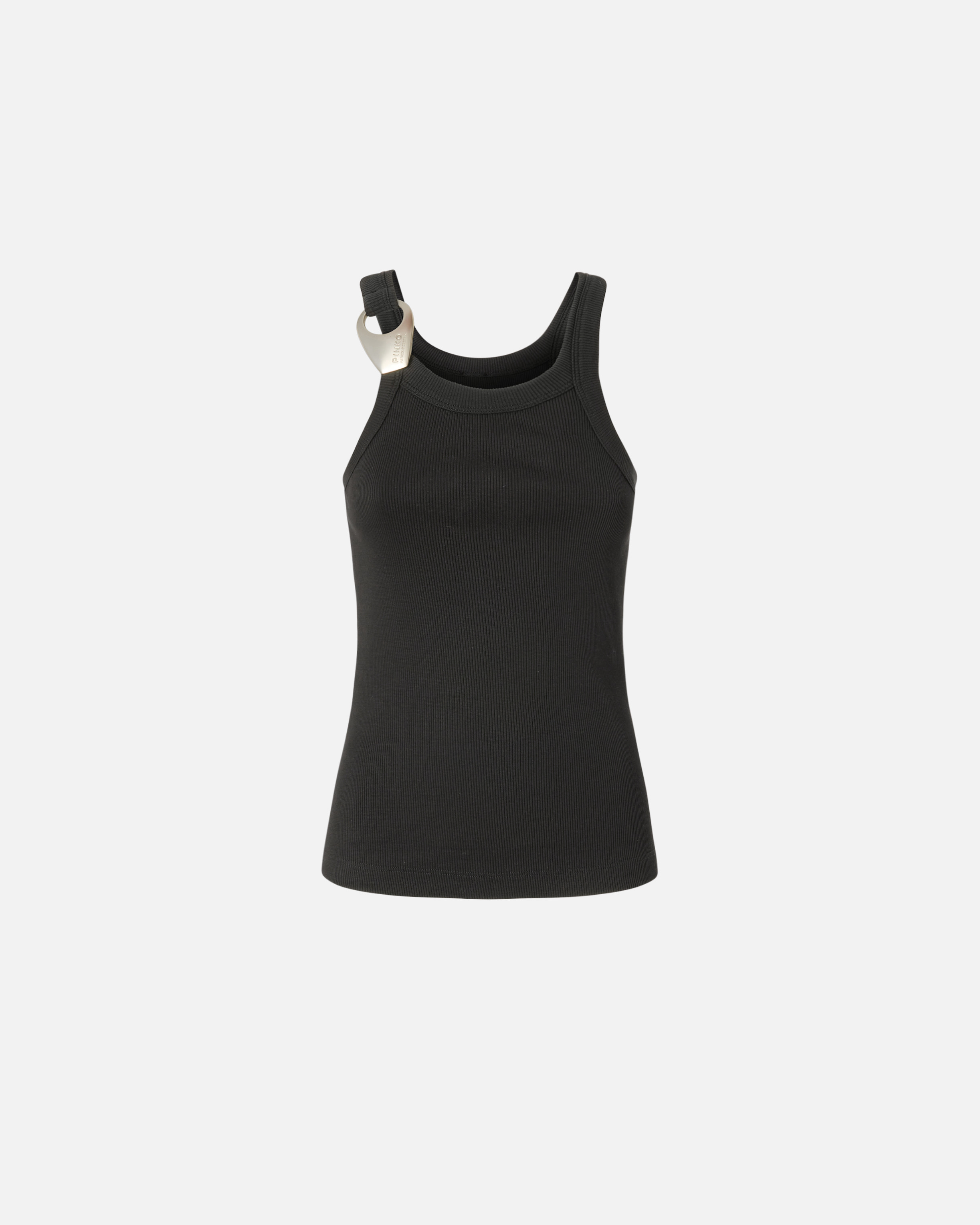 Pinko, Débardeur en maille côtelée avec boucle Reimagine PINKO X Patrick McDowell, Noir limousine, XS