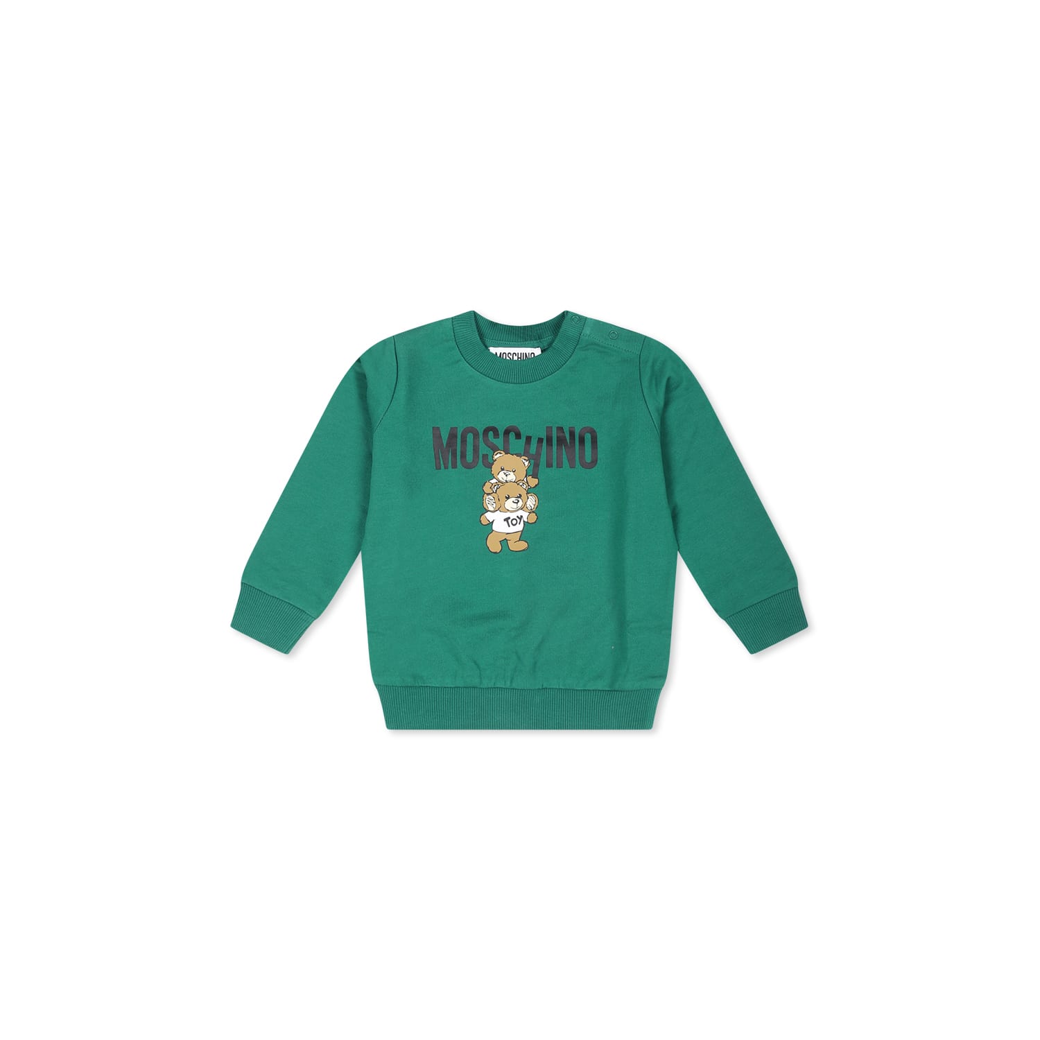 Moschino Green Sweatshirt For Babykids With Teddy Bears
