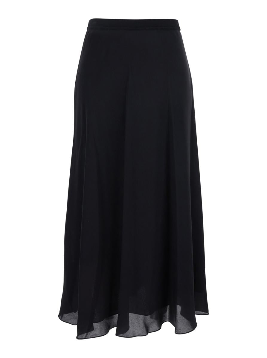 Black Skirt With Elastic Waist In Silk Woman