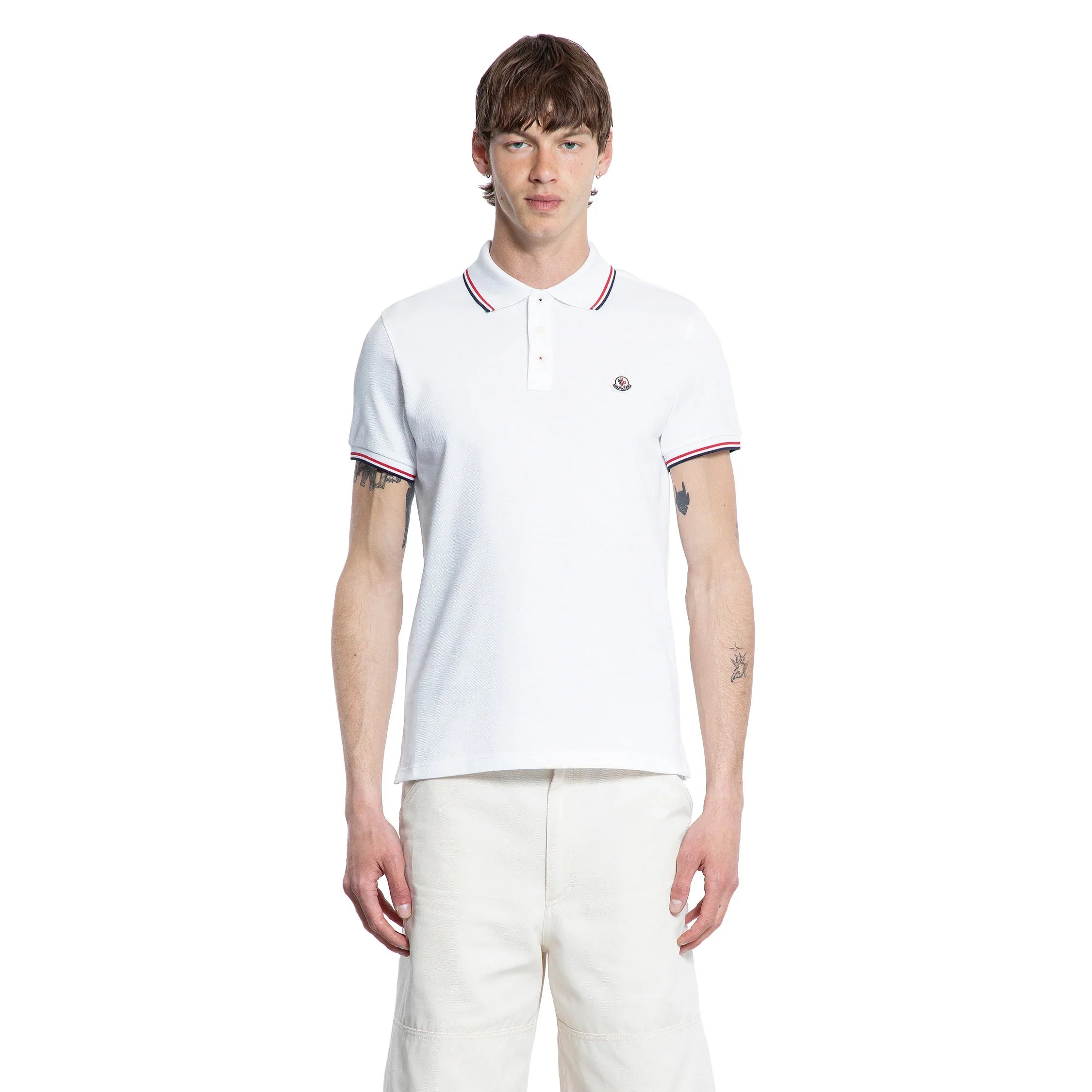 MONCLER MAN WHITE T-SHIRTS & TANK TOPS