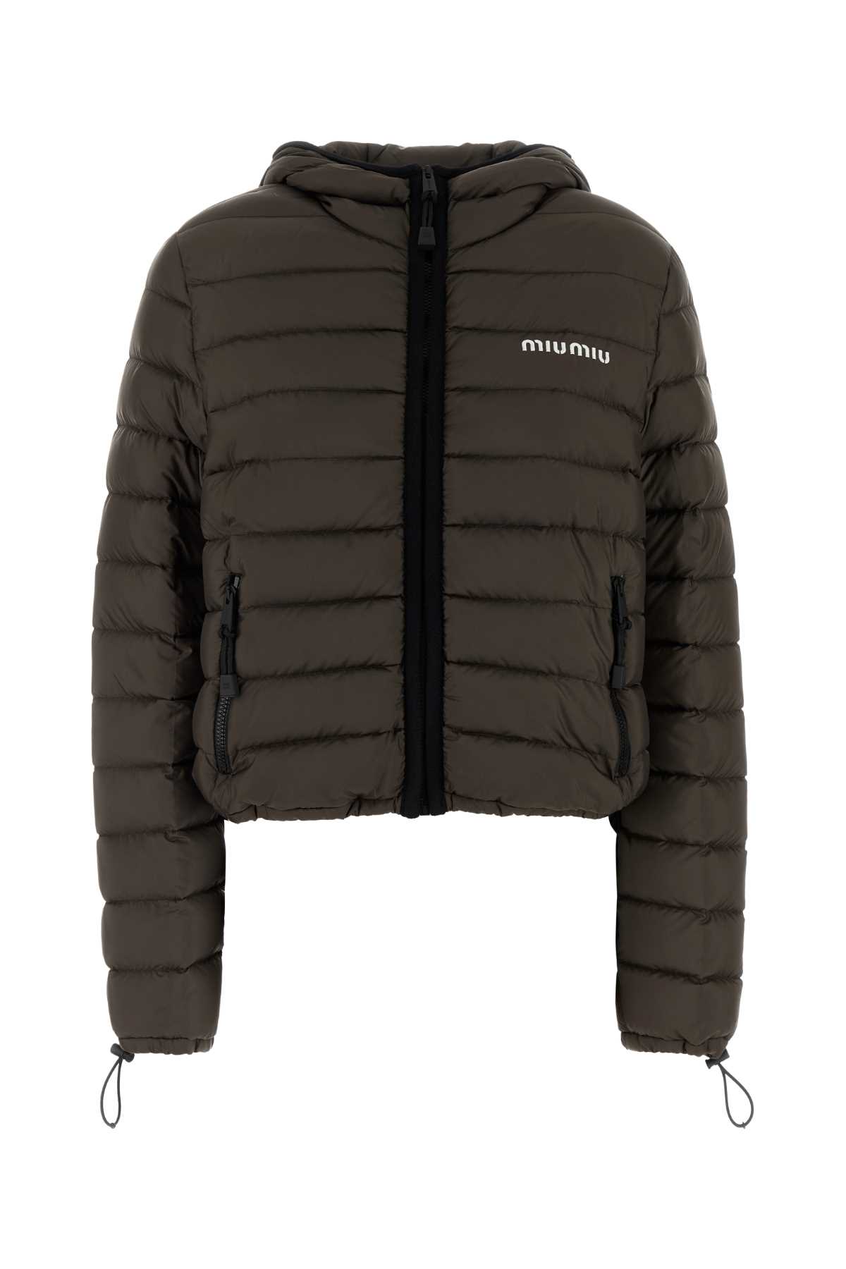 Miu Miu Olive Green Polyester Down Jacket