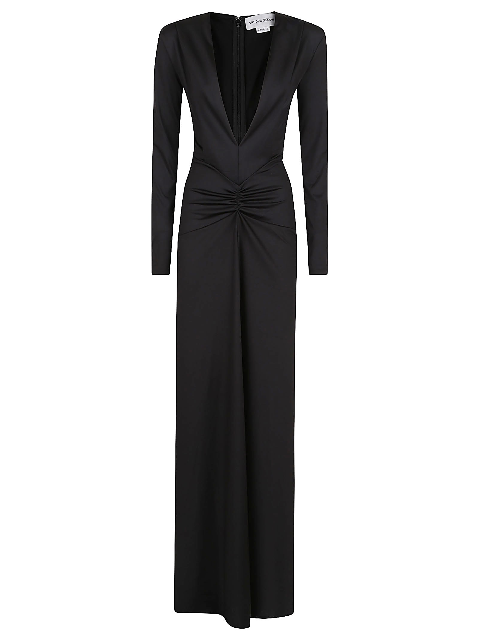 Victoria Beckham Long Sleeve Deep V-neck Gown