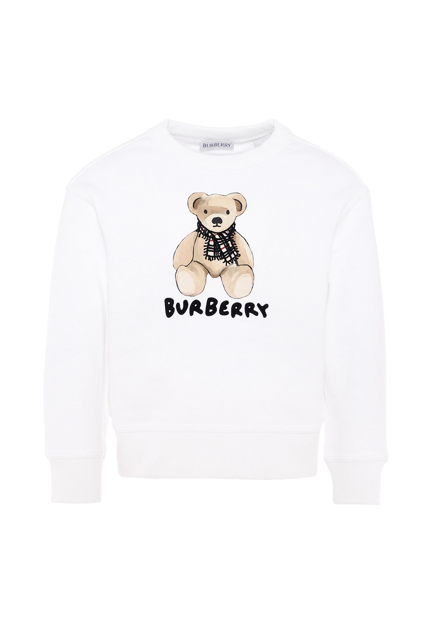 Burberry White Sweatshirt For Girl With Teddy Bear