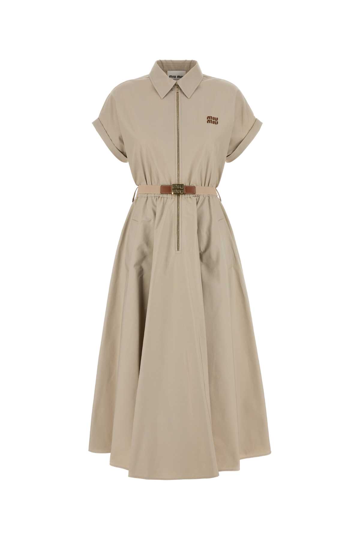 Miu Miu Cappuccino Cotto Blend Shirt Dress