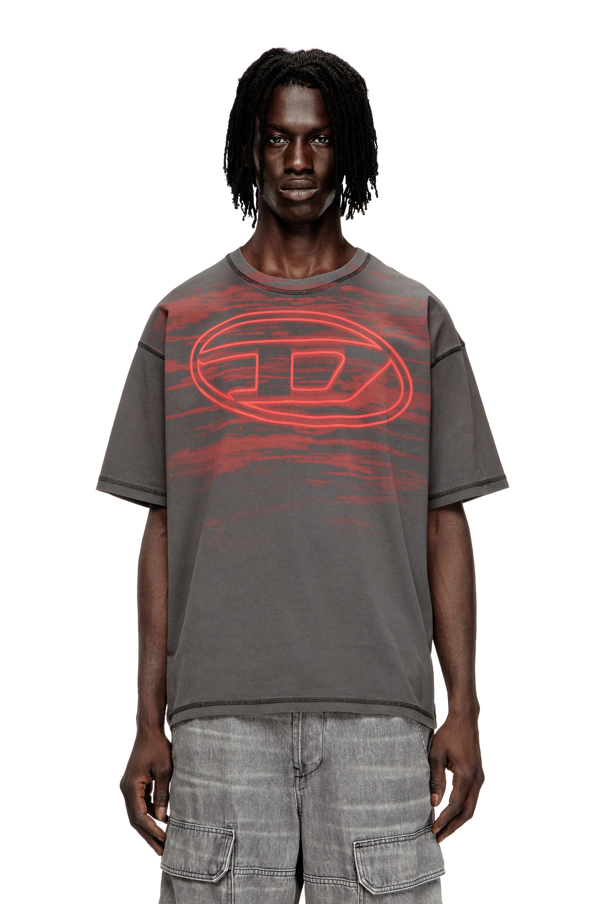 Diesel - Cotton T-shirt with Oval D print - T-Shirts - Man - To Be Defined