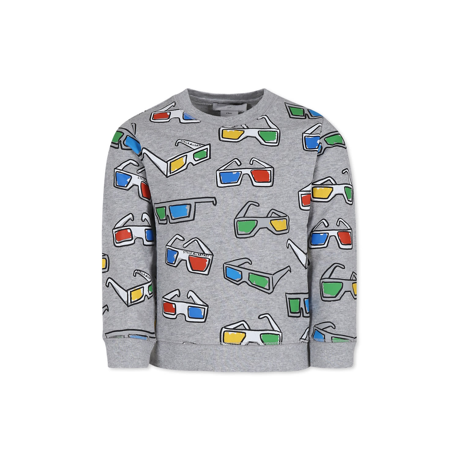 Stella McCartney Kids Grey Sweatshirt For Boy With Glasses Print