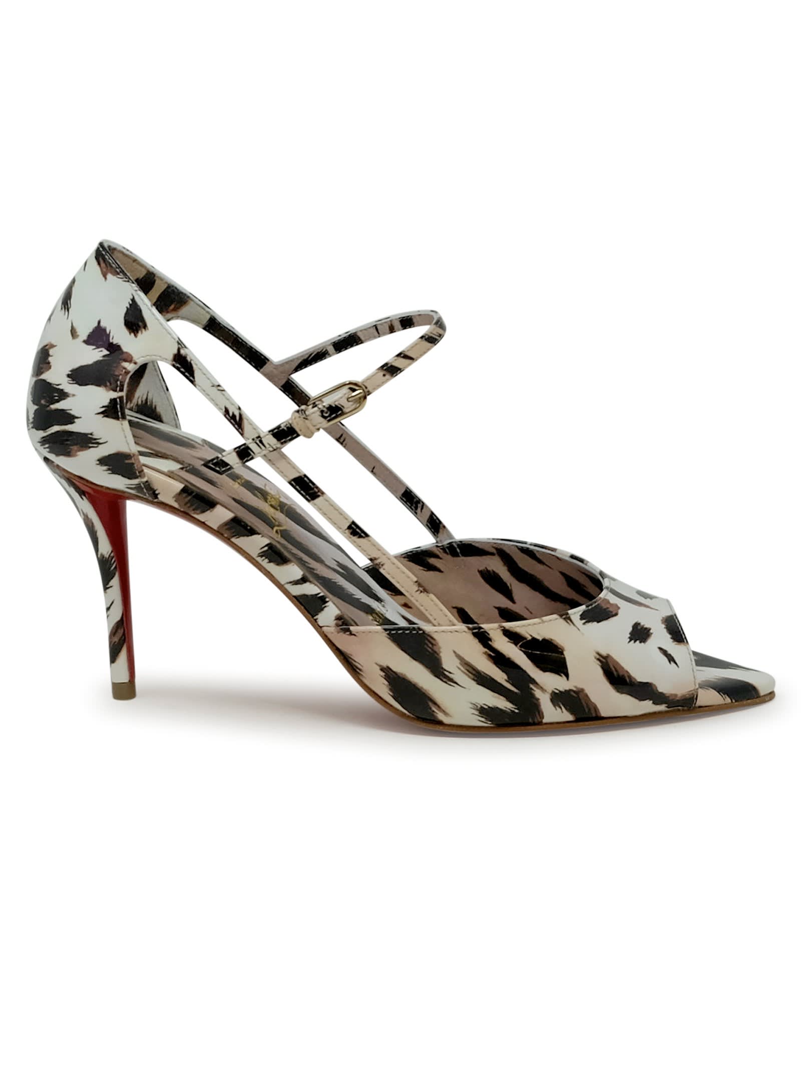 Christian Louboutin Vintage Rose Patent Open Miss Z Strap 80 Pumps