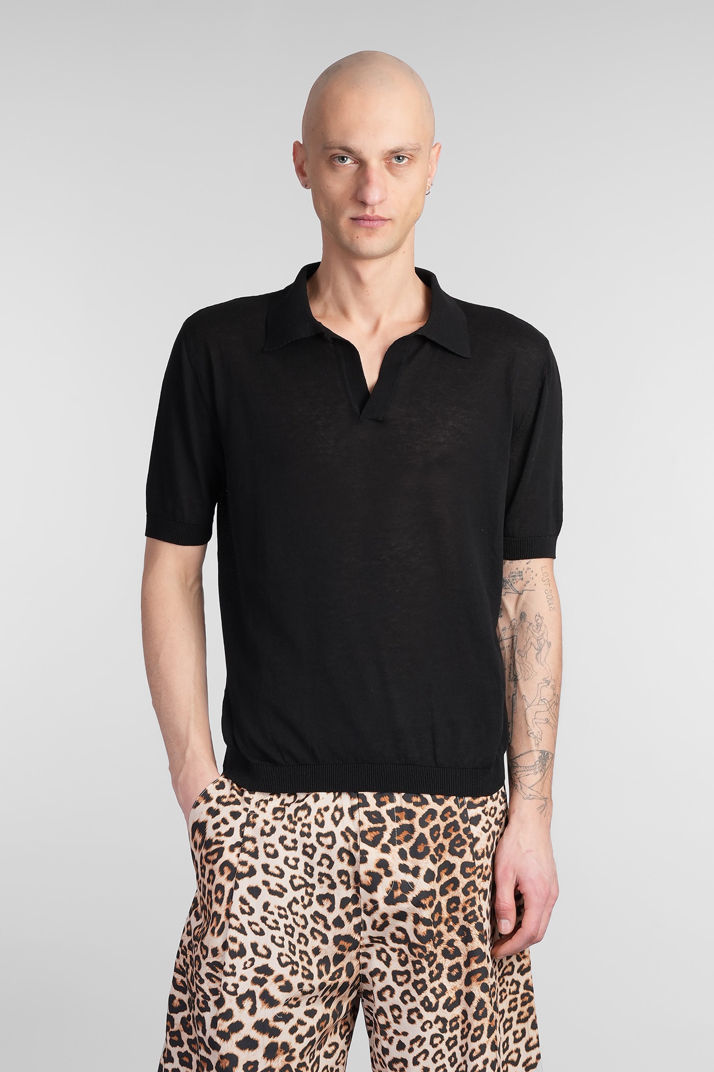 A Paper Kid Polo In Black Cotton