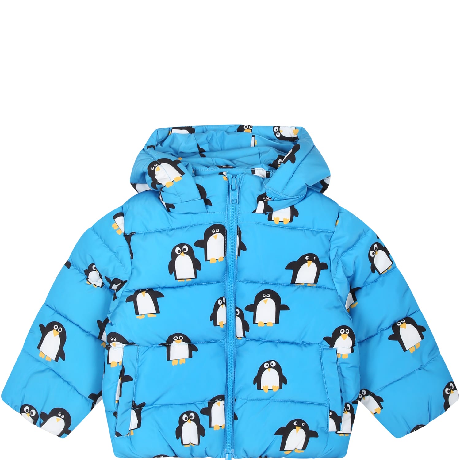 Stella McCartney Kids Down Jacket For Baby Boy With All-over Penguins Print