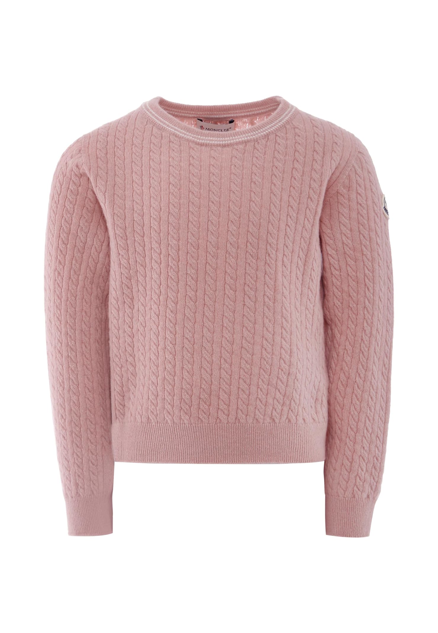 Moncler Pink Sweater For Girl With Logo