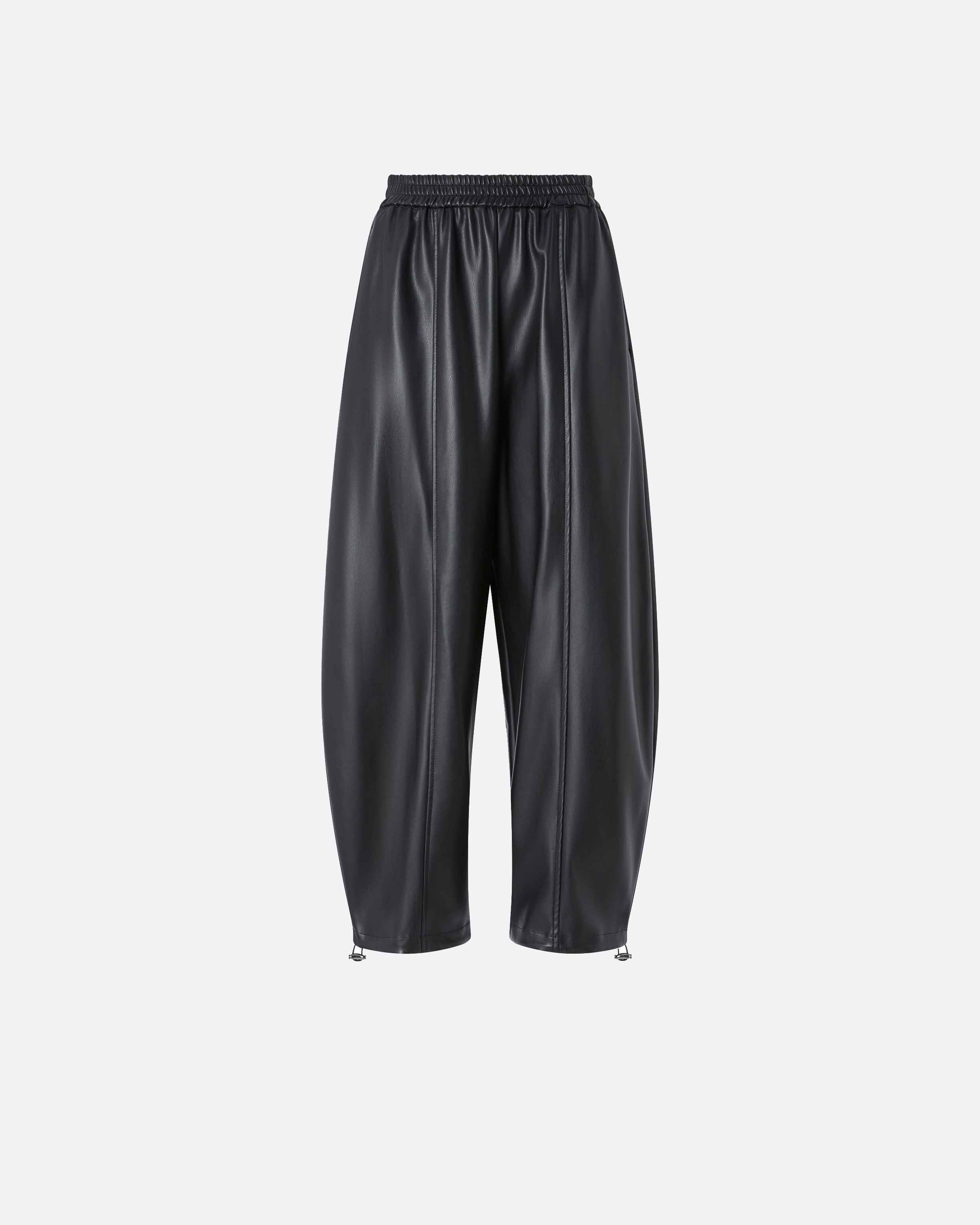 Pinko, Faux leather balloon trousers, Noir limousine, XXS