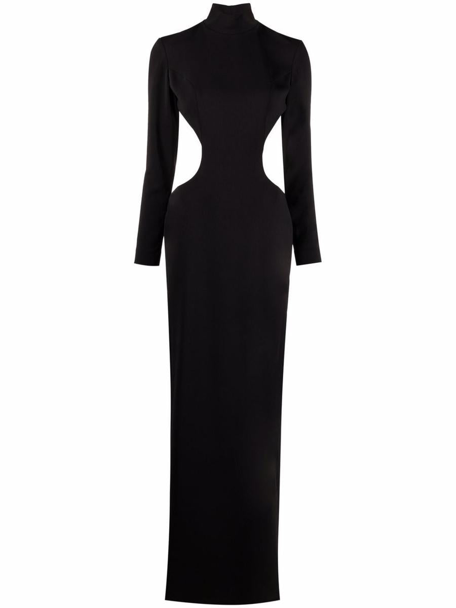 Monot Slit Detail Silk Crepe Long Dress