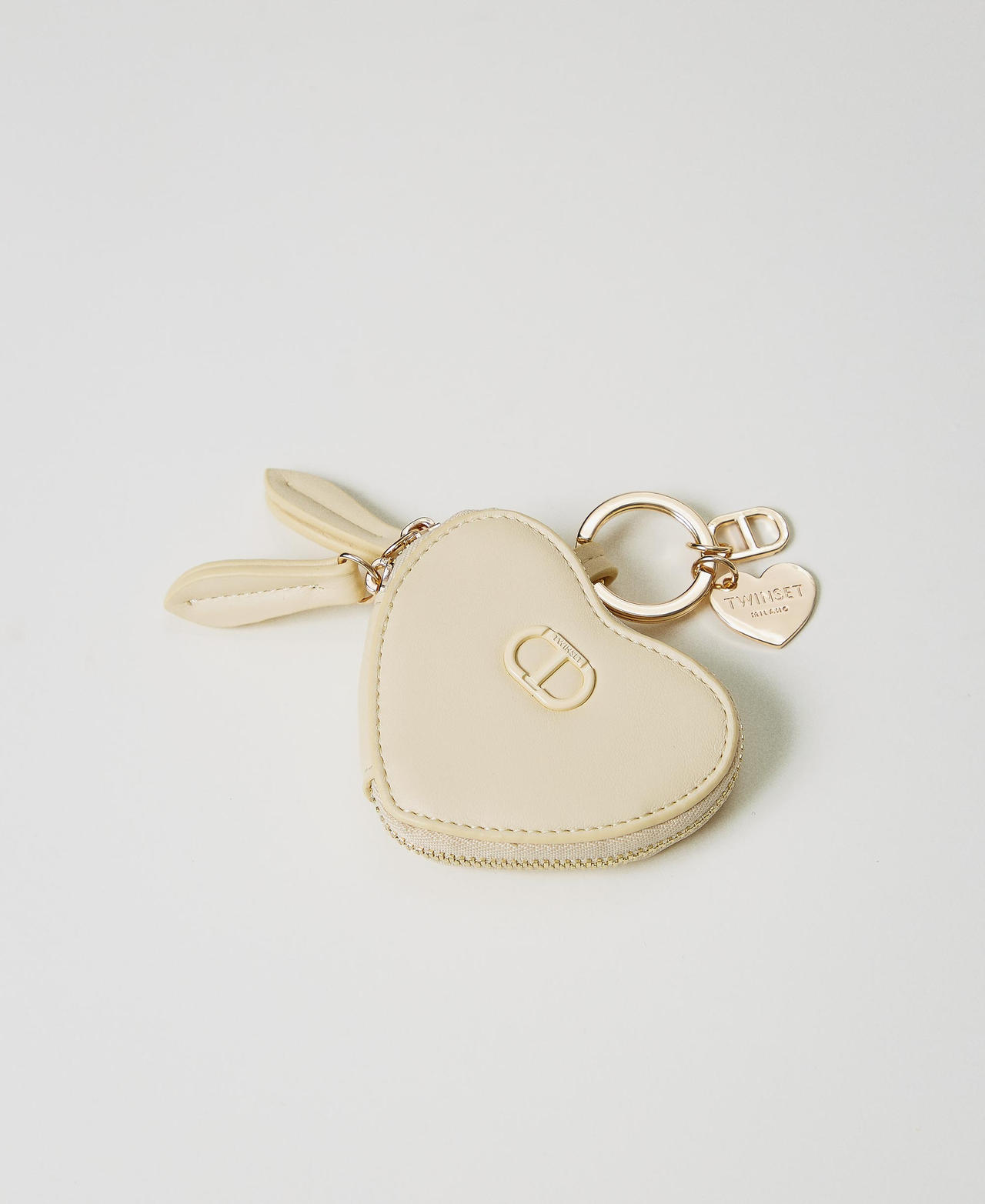 Twinset Accessoires - Porte-monnaie en caur avec logo, Vanille, Taille Unique