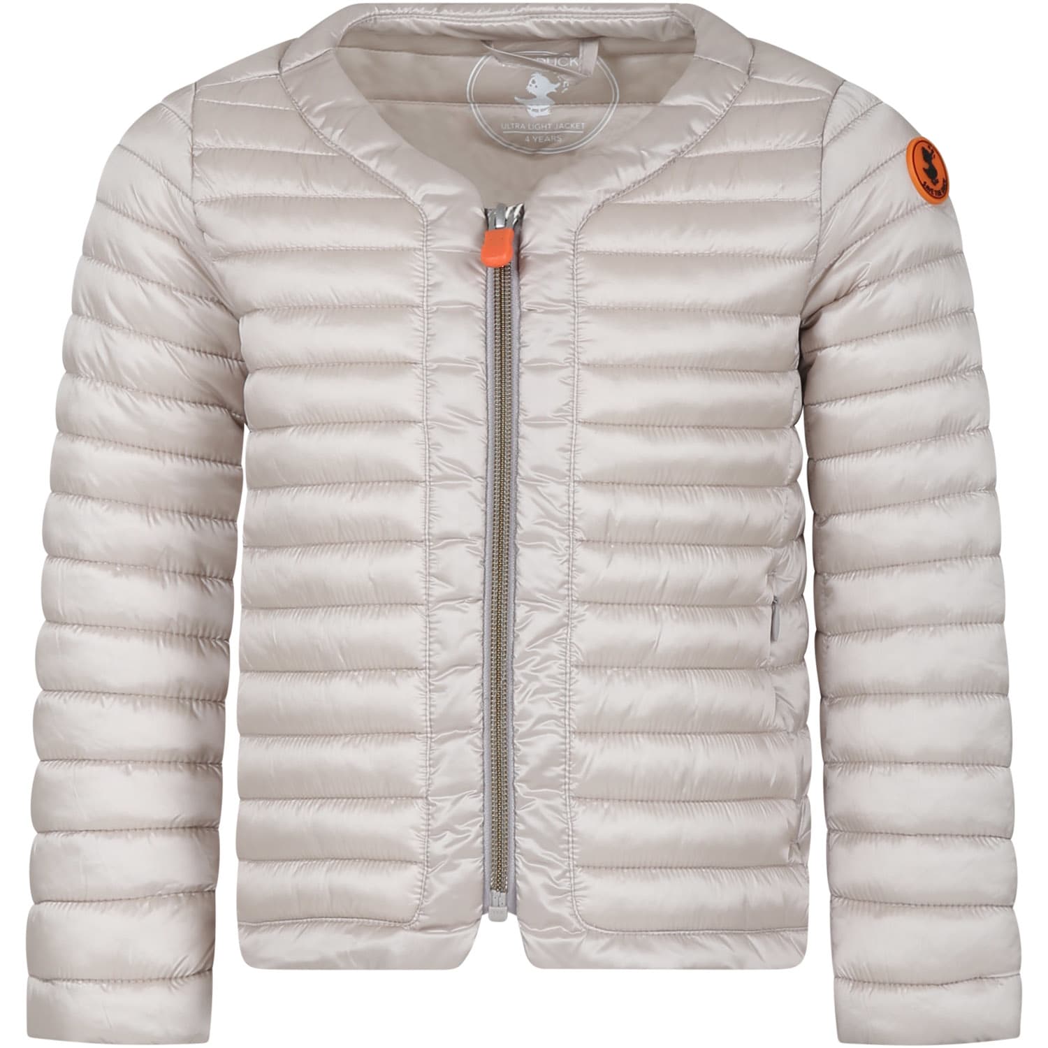 Save the Duck Beige Vela Down Jacket For Girl With Logo