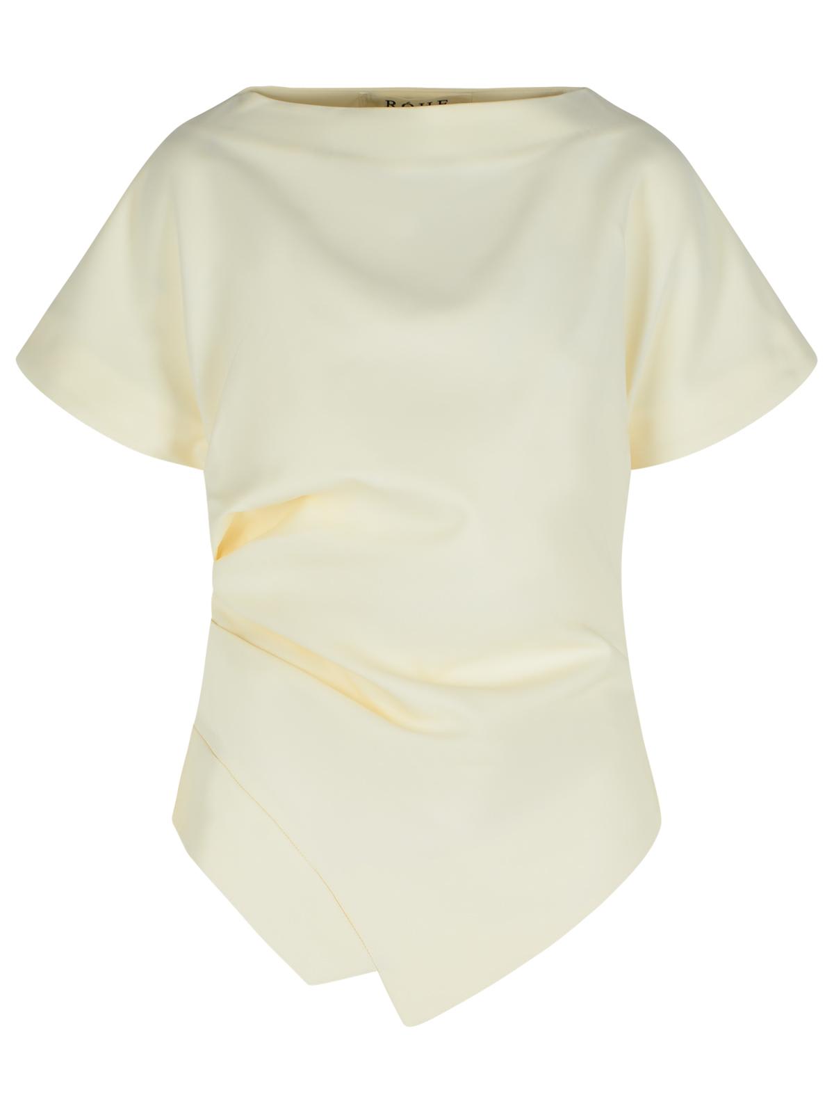 Róhe Draped T-shirt In White Viscose Blend
