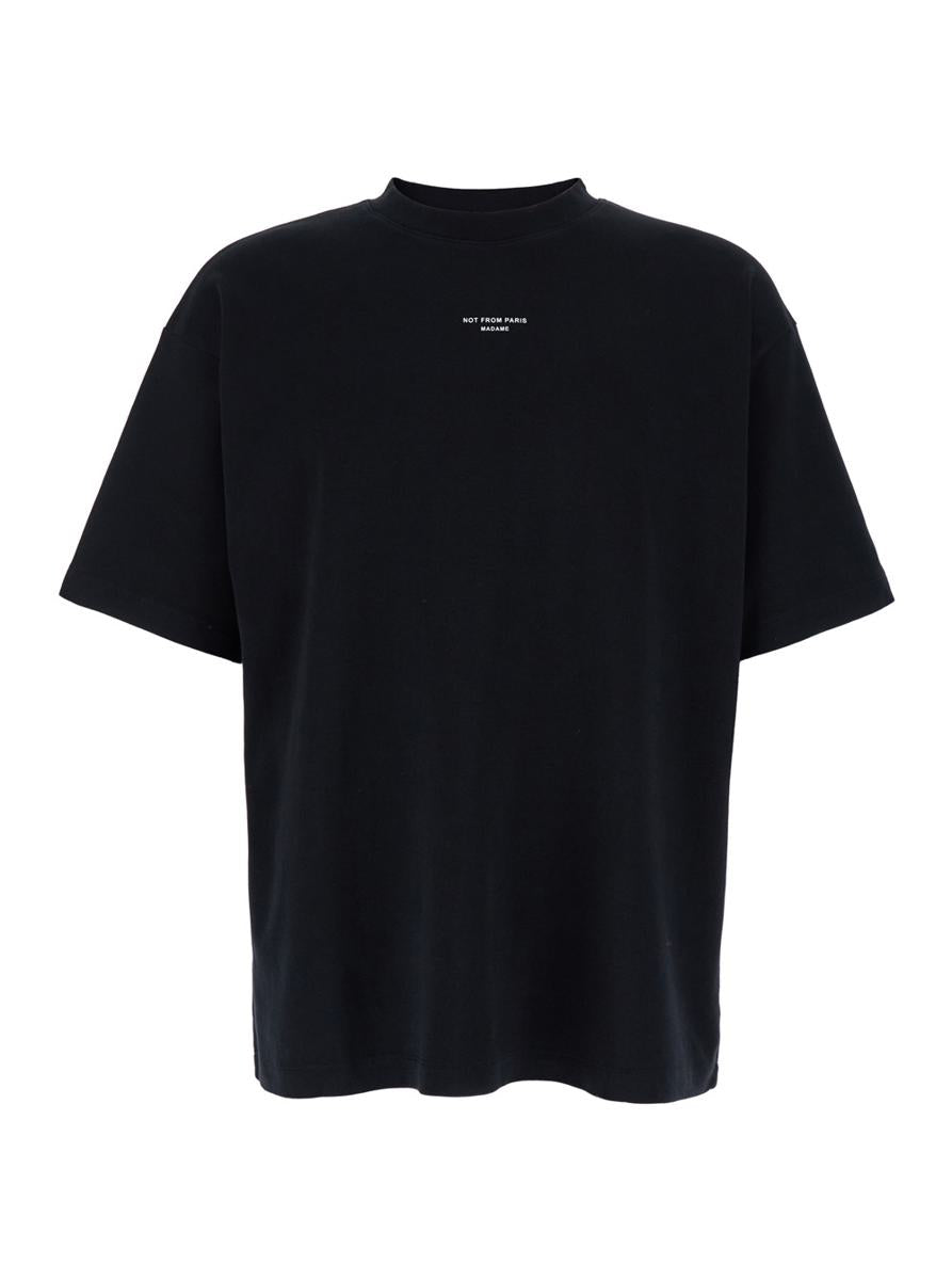 'Slogan Classique' Black Classic T-Shirt With Logo Print In Cotton Blend Man